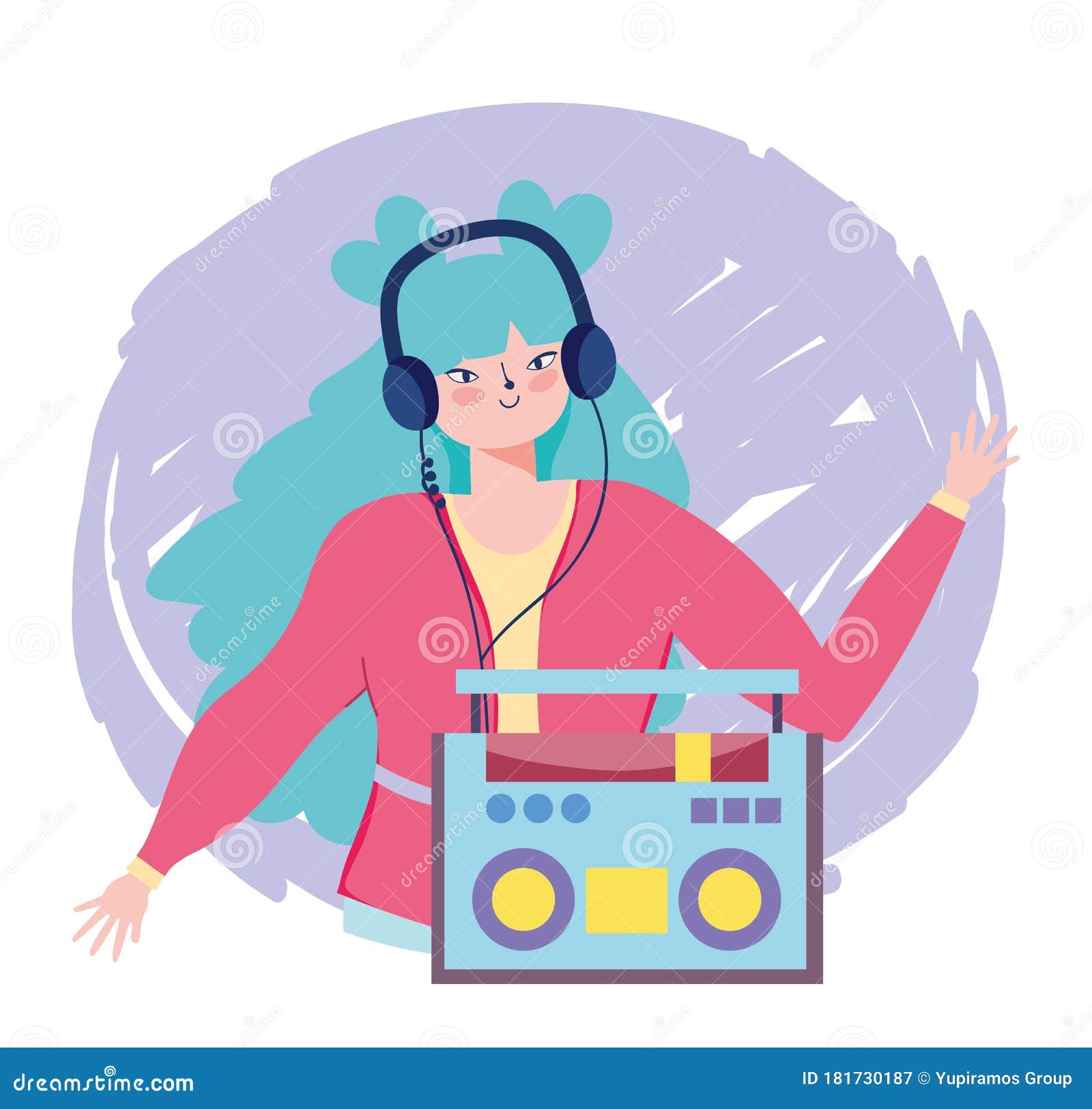variable Aproximación Escupir Música De Chicas Escuchando Con Radio Estéreo Y Auriculares Ilustración del  Vector - Ilustración de goce, escuchar: 181730187