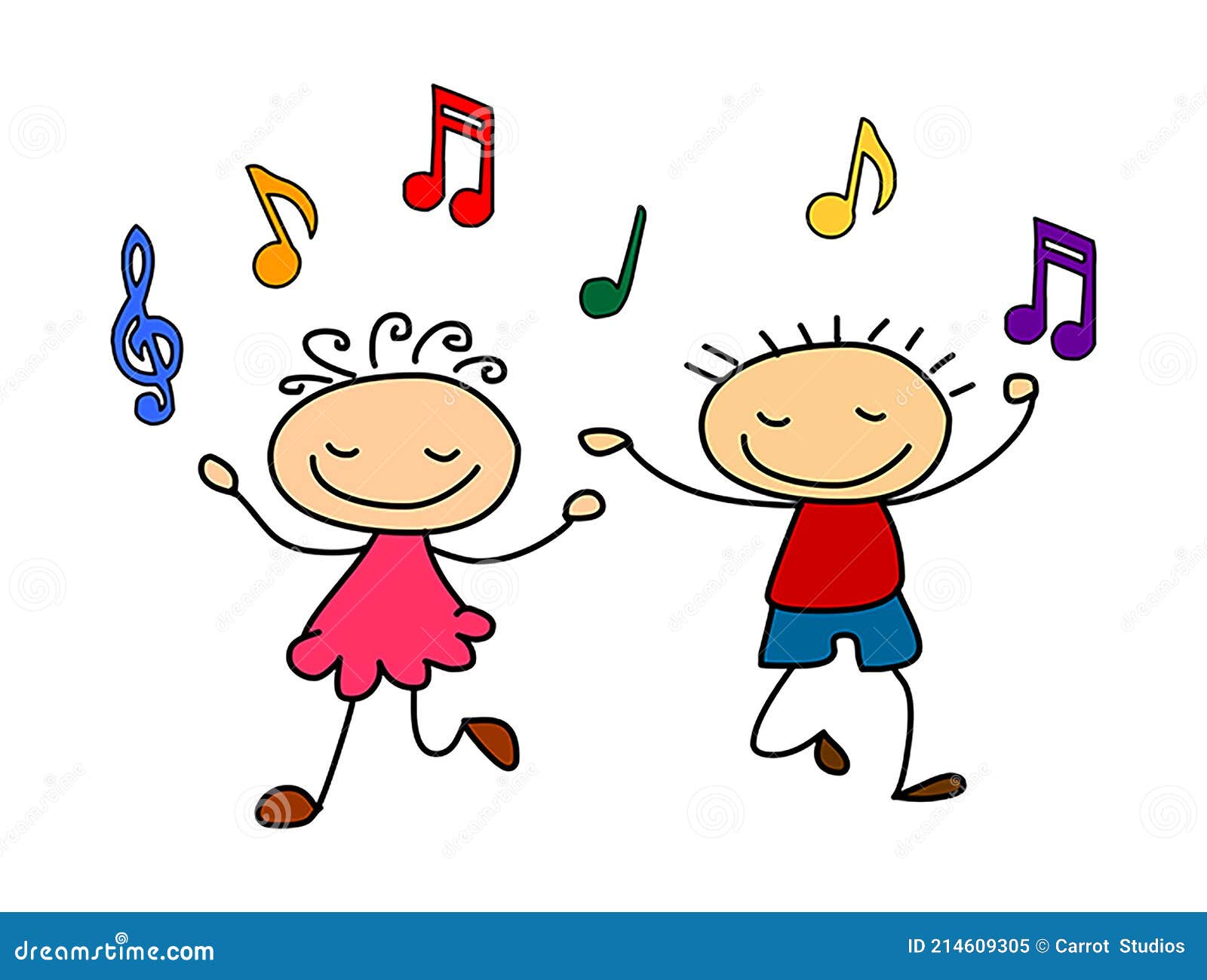 Música Niños Dibujos Animados Feliz Palo Figura Niños Ilustración del  Vector - Ilustración de palillo, bailando: 214609305