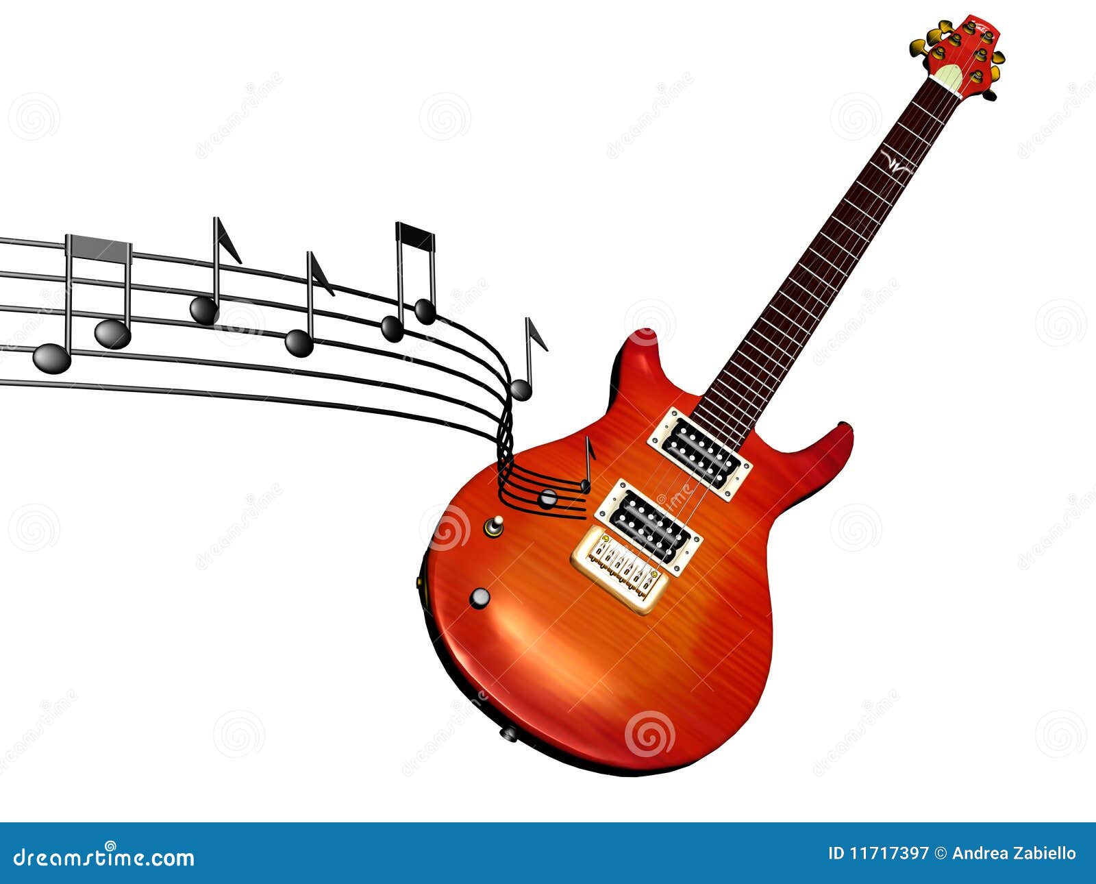 acantilado tambor período Música Que Flota La Guitarra Eléctrica Stock de ilustración - Ilustración  de juego, claves: 11717397