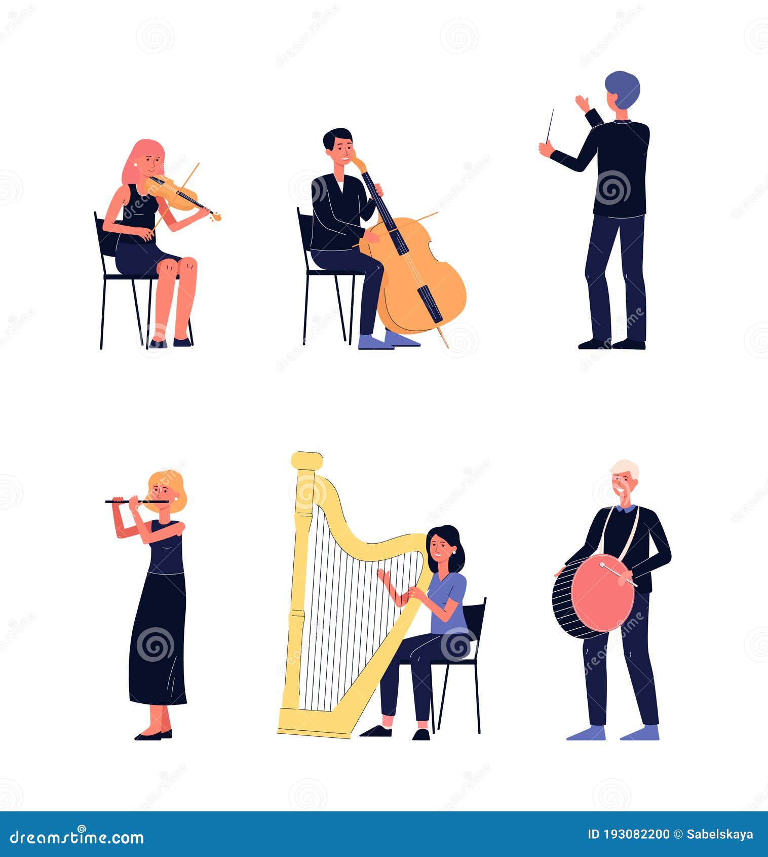 Músicos De La Orquesta Sinfónica De Personas Planean Un Conjunto Aislado De Dibujos Animados Ilustración del Vector - Ilustración de concierto, ejecutante: 193082200 Músicos De La Orquesta Sinfónica De Personas Planean Un Conjunto Aislado De Dibujos Animados Ilustración del Vector - Ilustración de concierto, ejecutante: 193082200