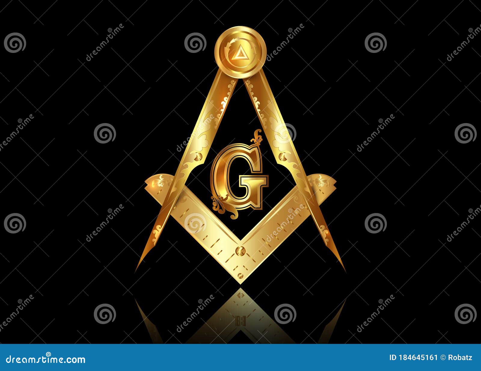 freemasonry emblem, gold masonic square and compass . all seeing eye of god in sacred geometry triangle, masonry icon