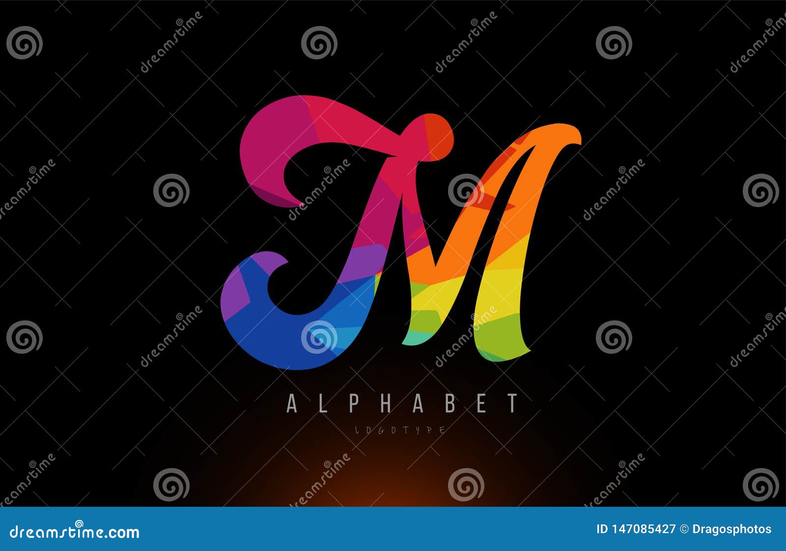 M Alphabet Letter Rainbow Colored Logo Company Icon Design Stock ...