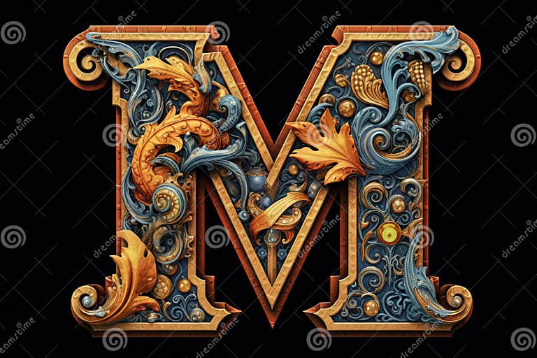 M 3d Medieval Letter Medieval Style Alphabet Collection Letter
