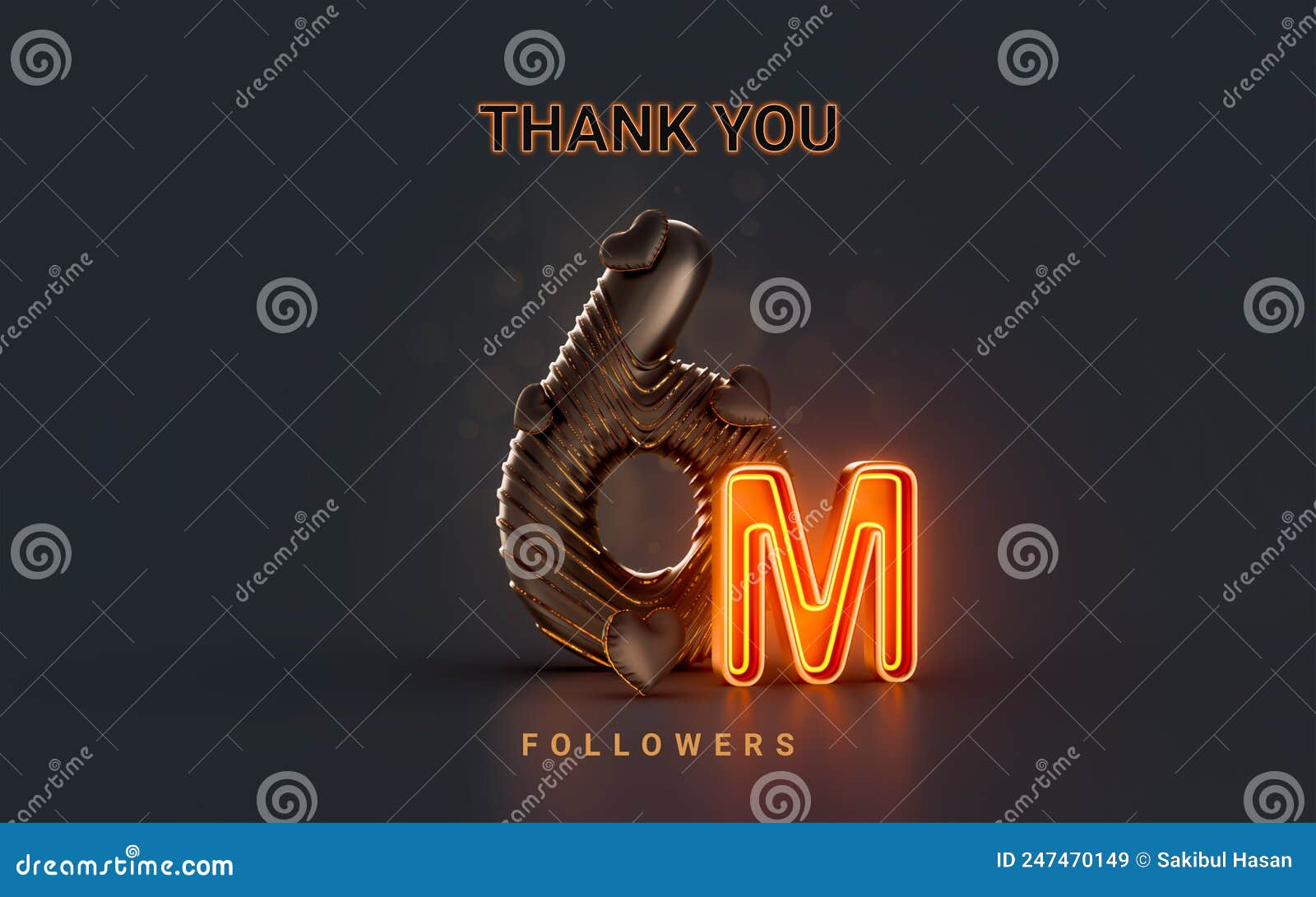 6m follower celebration banner on dark background