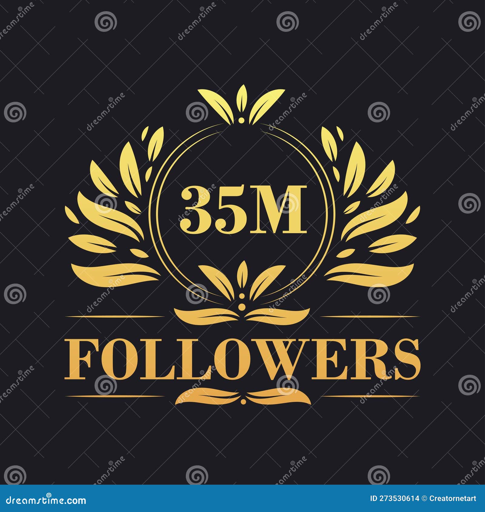 35m followers celebration . luxurious 35m followers logo for social media followers