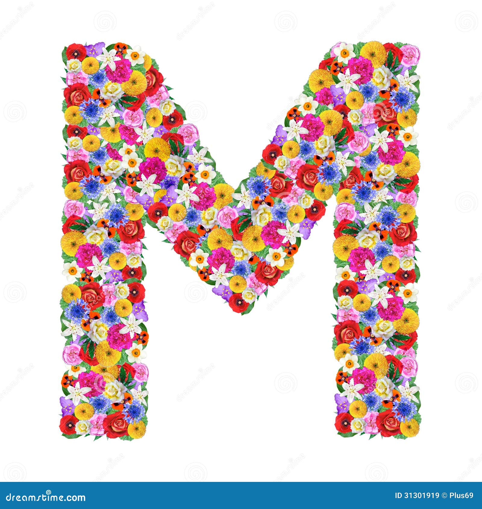 M, Letter Of The Alphabet In Different Flowers Stock Image - Image Of  Summer, Background: 31301919