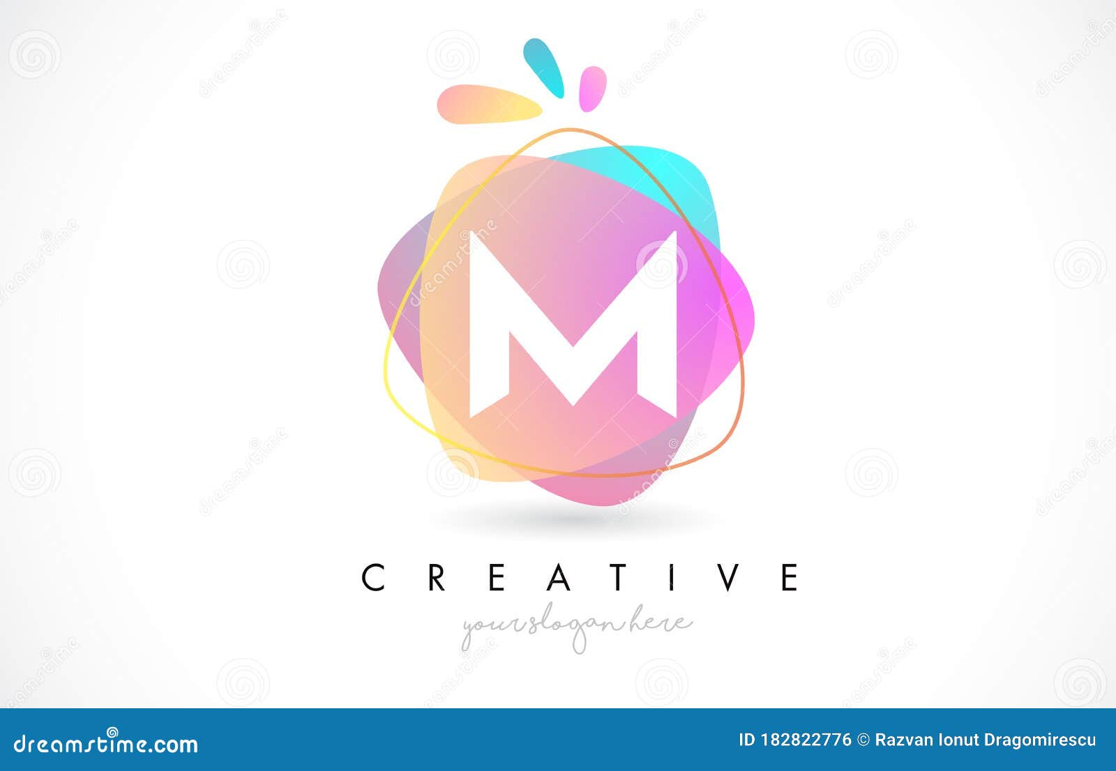 M Letter Logo Design with Vibrant Colorful Splash Rounded Shapes. Pink ...