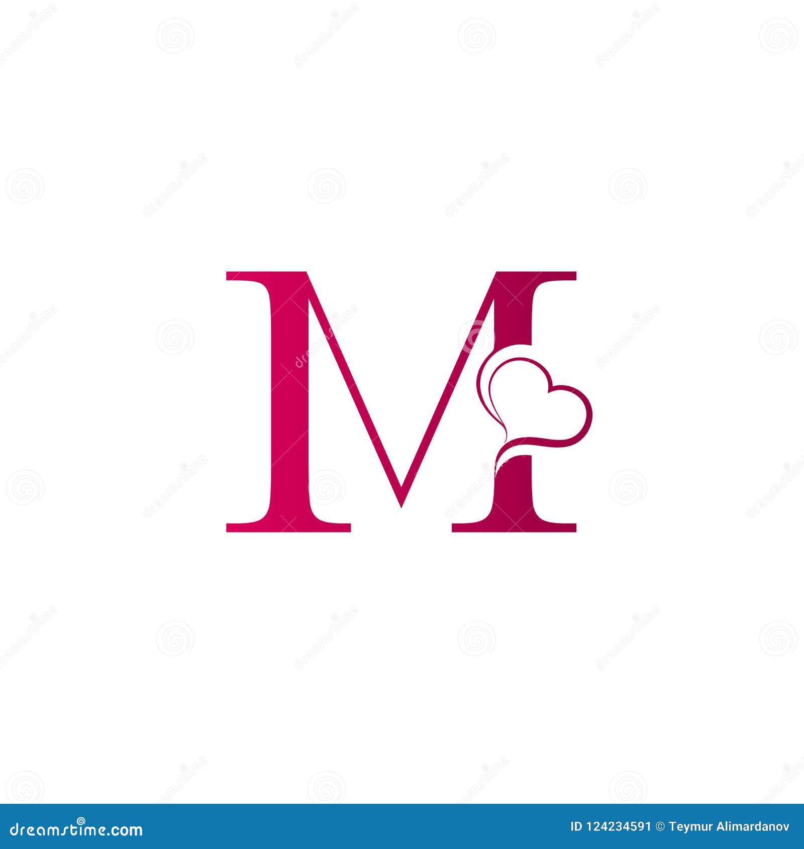 M Letter Logo with Heart Icon, Valentines Day Concept Stock Vector ...