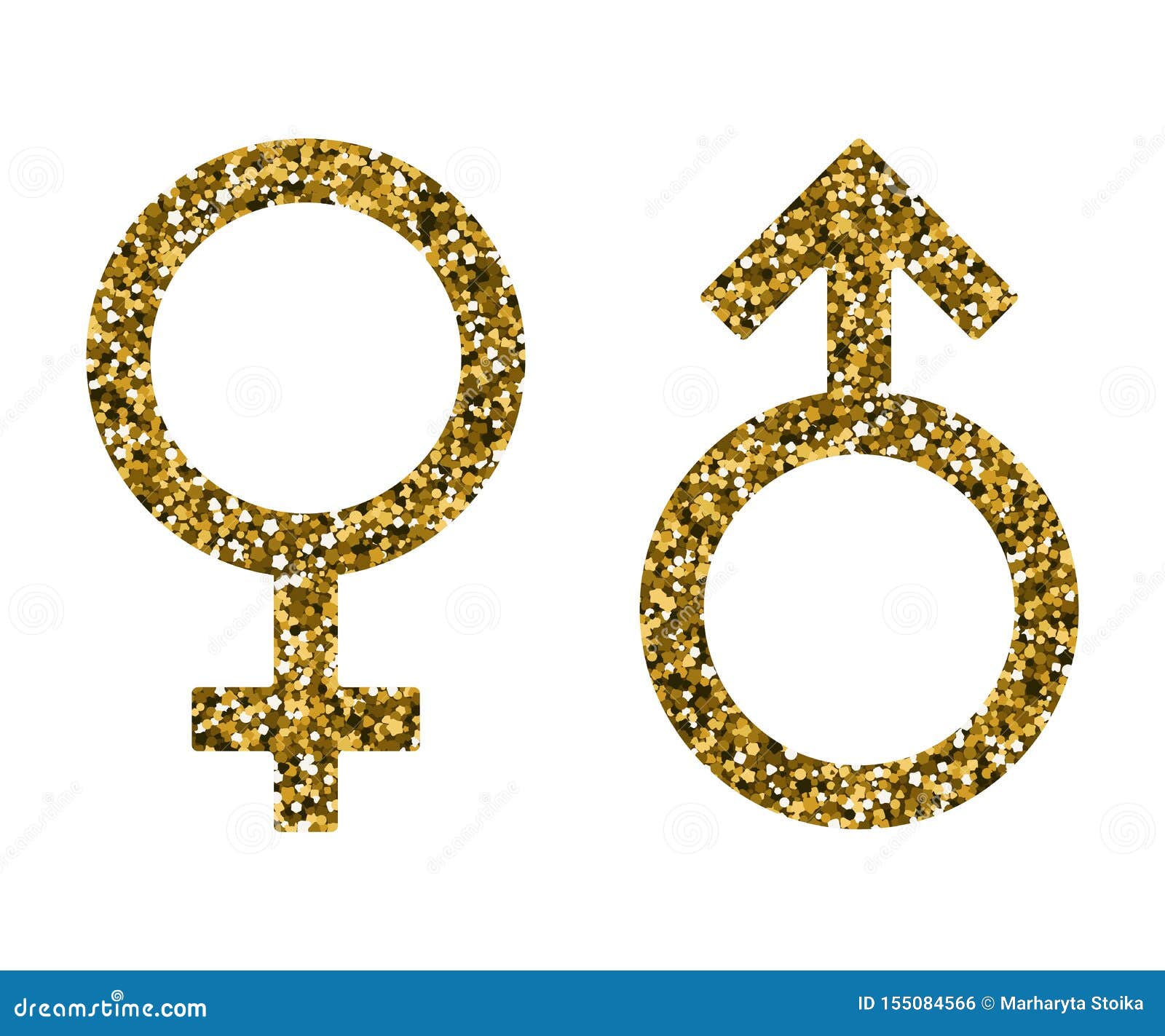 M?nnlich weibliches Zeichen Vektor Abbildung Illustration von gold