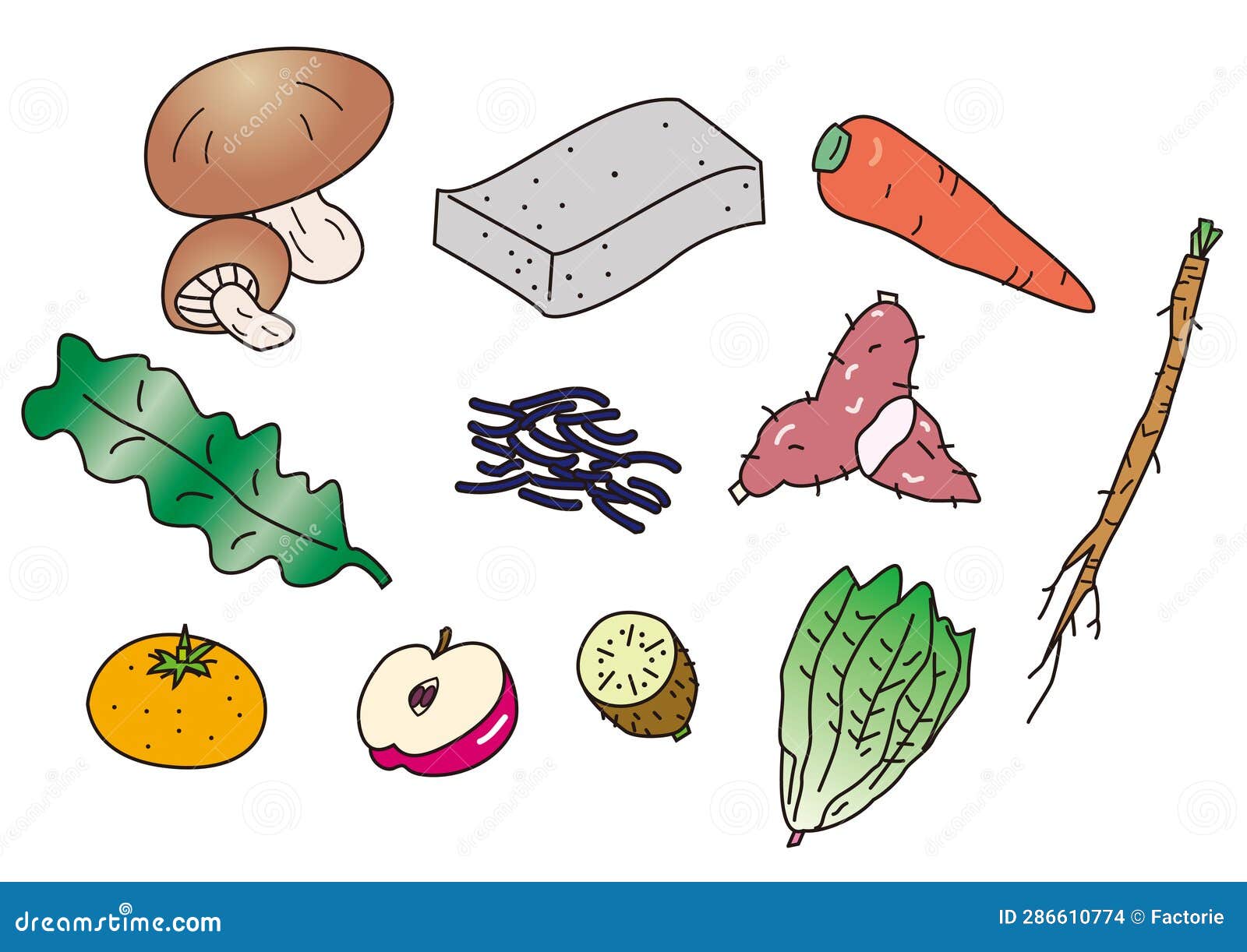 Foods that are High in Fiber and Considered Healthy Stock Illustration