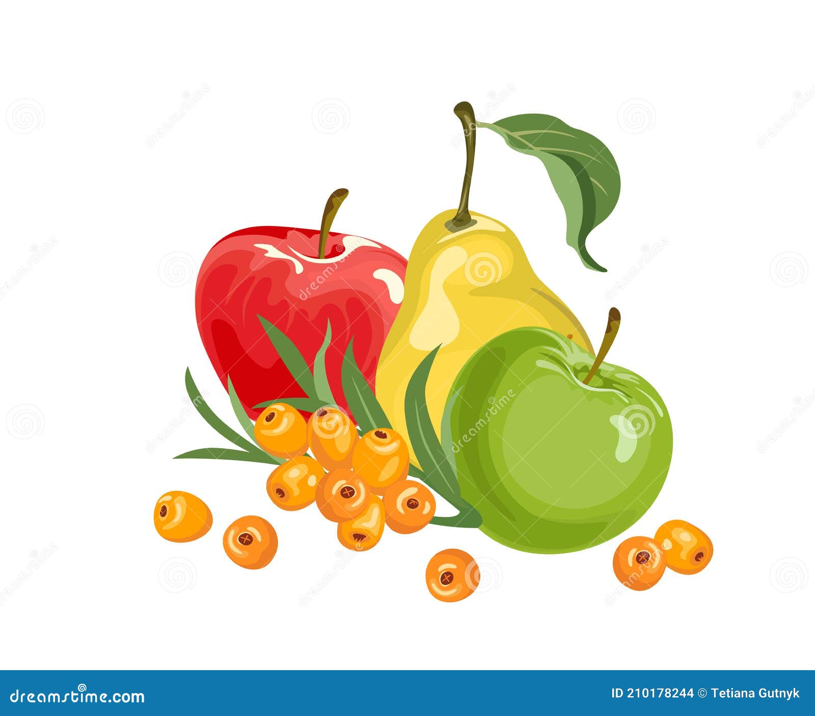 Frutas E Vegetais Dos Desenhos Animados Do Verão, Maçã, Damasco E