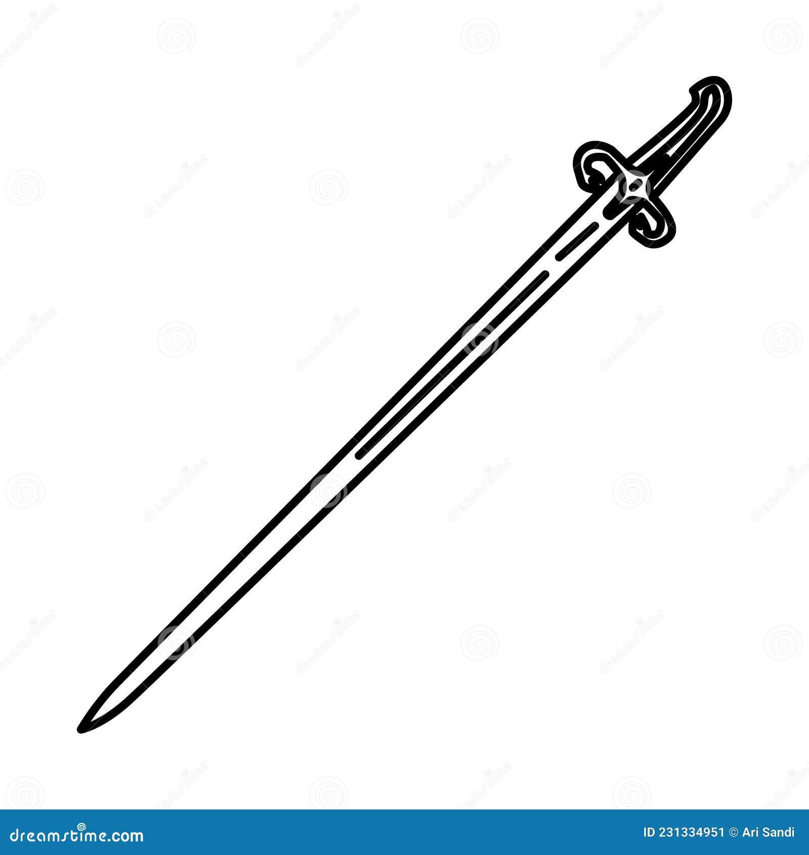 ma thur al-fijar prophet muhammad historical sword icon. doodle hand drawn or outline icon style
