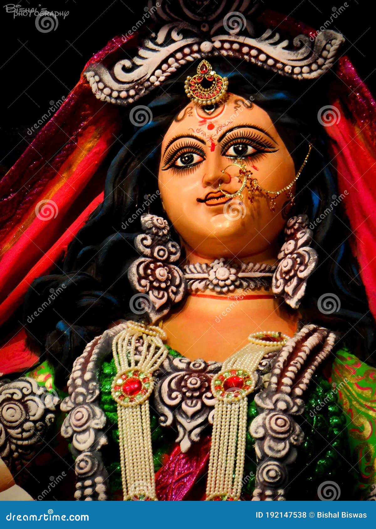 Maa Durga CloseUp stock photo. Image of statue, black - 192147538