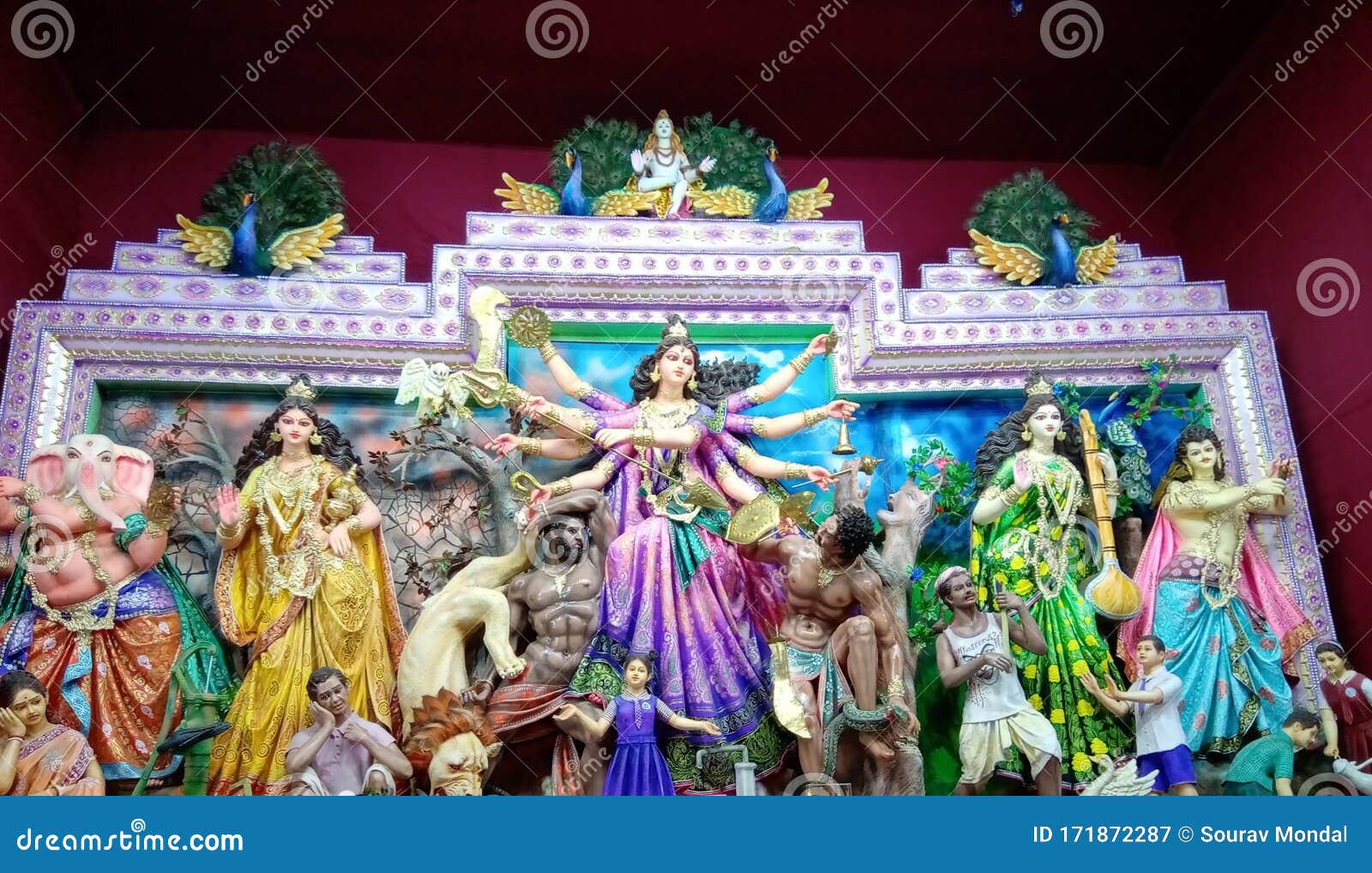Maa Durga with Her Family, Festival of of Triumph Over Evel Stock ...