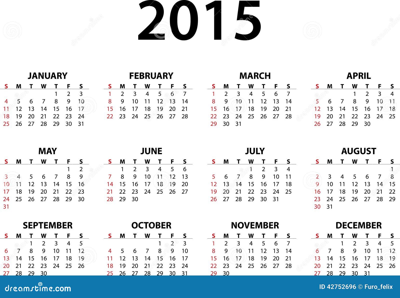 Kalender Voor 2015 Vector - Illustration of programma, illustratie: