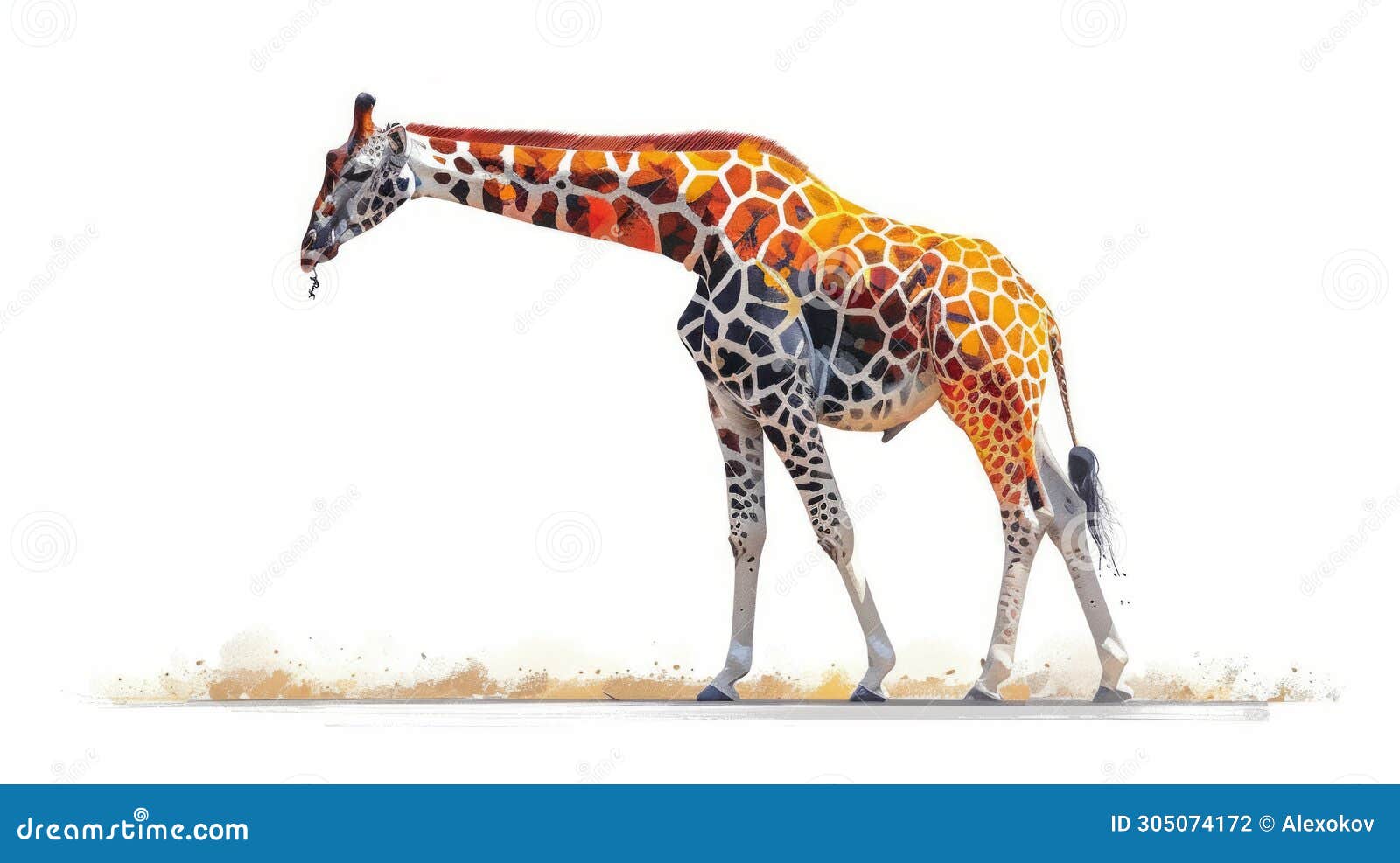 Maasai Giraffe Eating In Serengeti National Park AI Generated Royalty