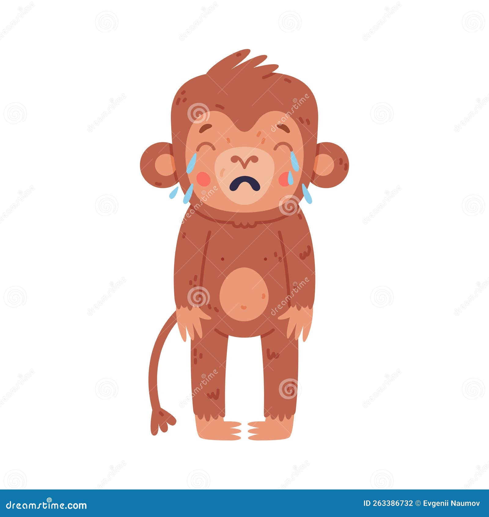 Bonito pequeno macaco desenho animado personagem cômico com rosto