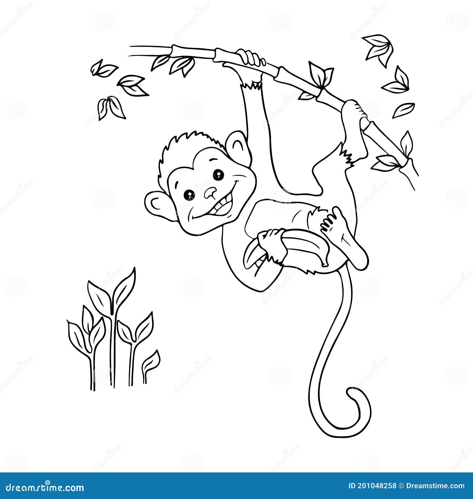 Desenho de macaco pendurado para colorir  Desenhos para colorir e imprimir  gratis