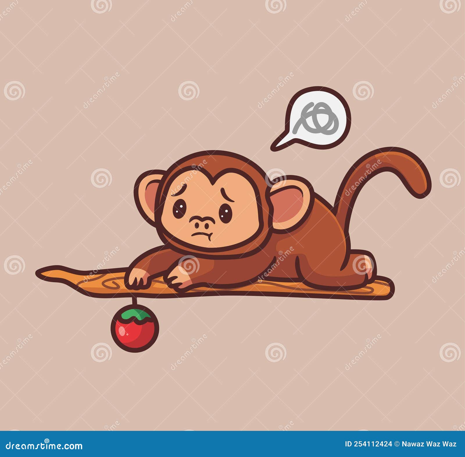 Design Simples Plana Macaco Desenho Animado Ícone Ilustração