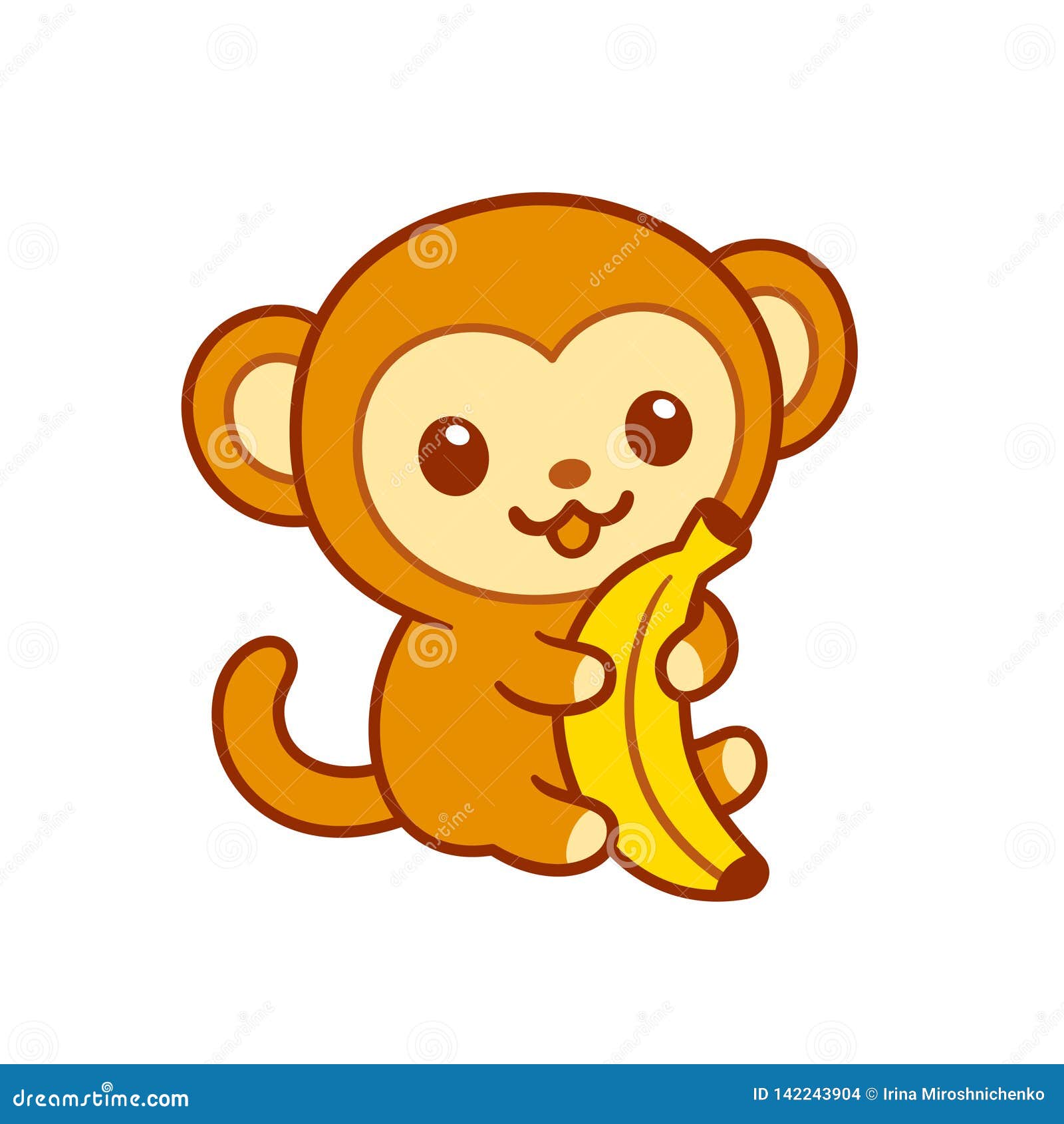 Bonito Bebê Macaco Desenho Animado Posando Royalty Free SVG