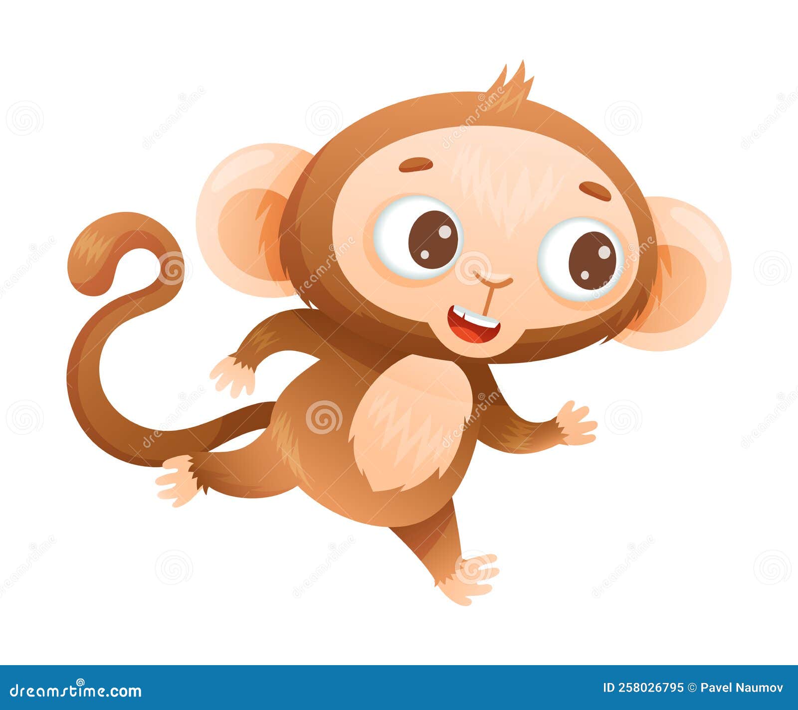 Correndo macaco dos desenhos animados imagem vetorial de