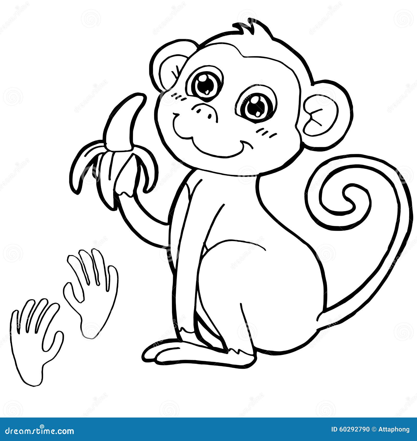 Macaco Clipart Preto E Branco Cartão De Coloração Desenho Lineart Preto E  Branco Bonito Do Macaco