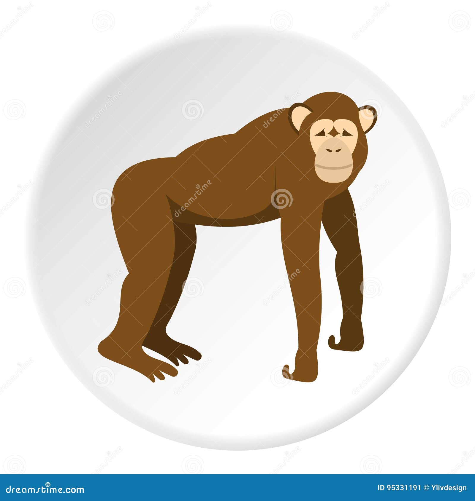 Macaco de desenho animado bonito em pé ilustração vetorial feliz