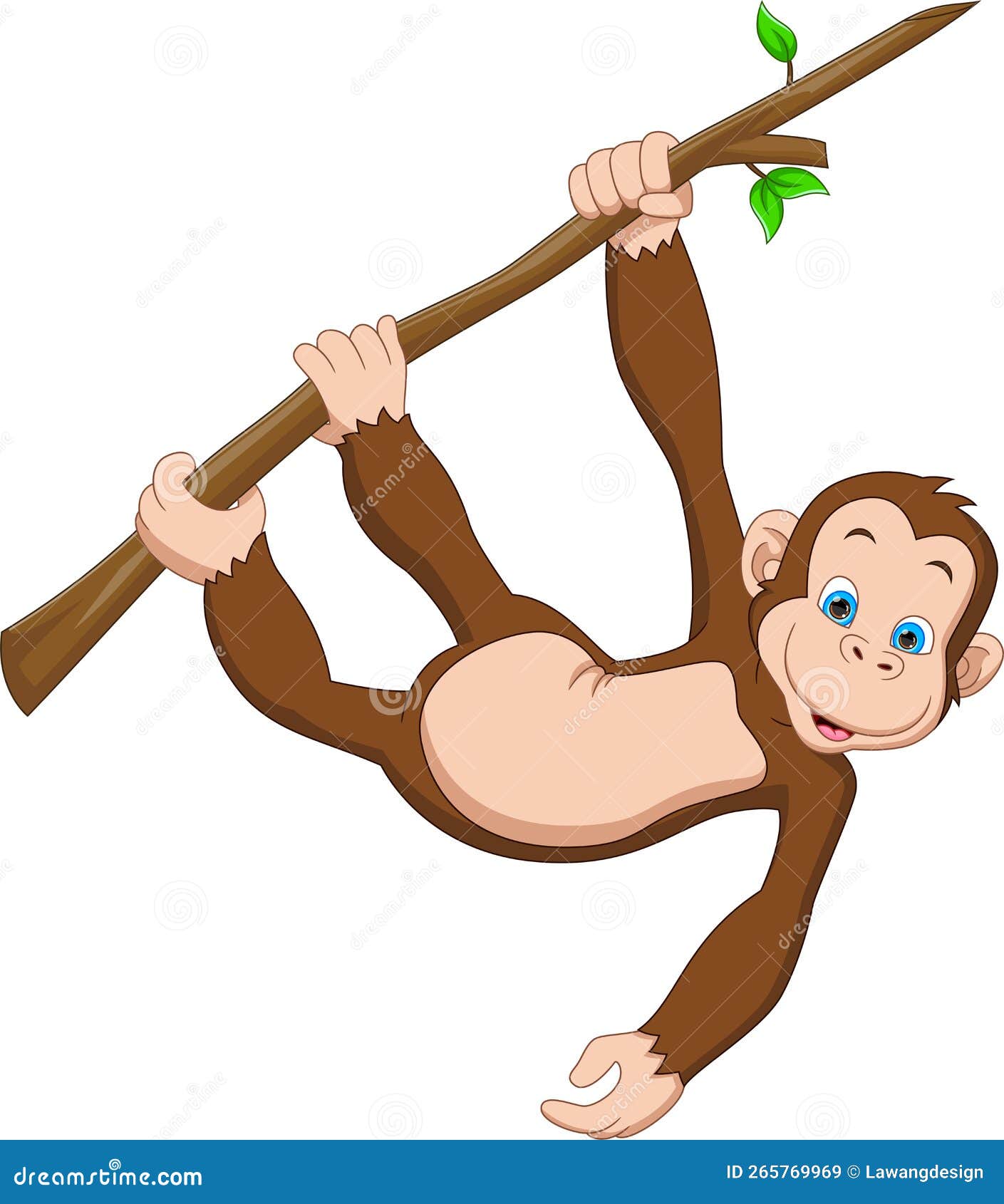 Macaco pendurado em uma árvore, desenho animado, macaco, animal