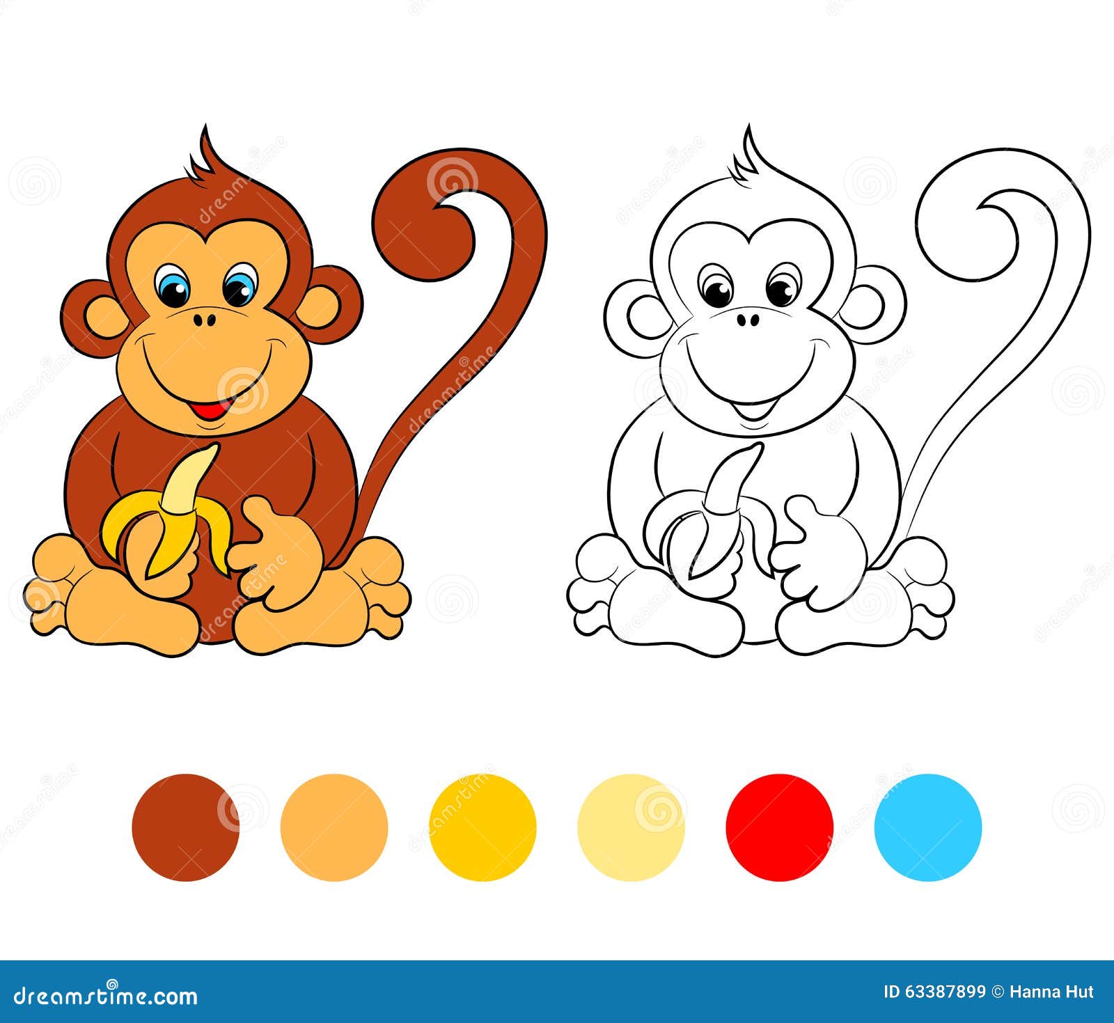 Crianças Colorindo Livros Ou Colorindo Páginas Ilustração Macaco Ilustração  do Vetor - Ilustração de atividades, tampa: 261662335