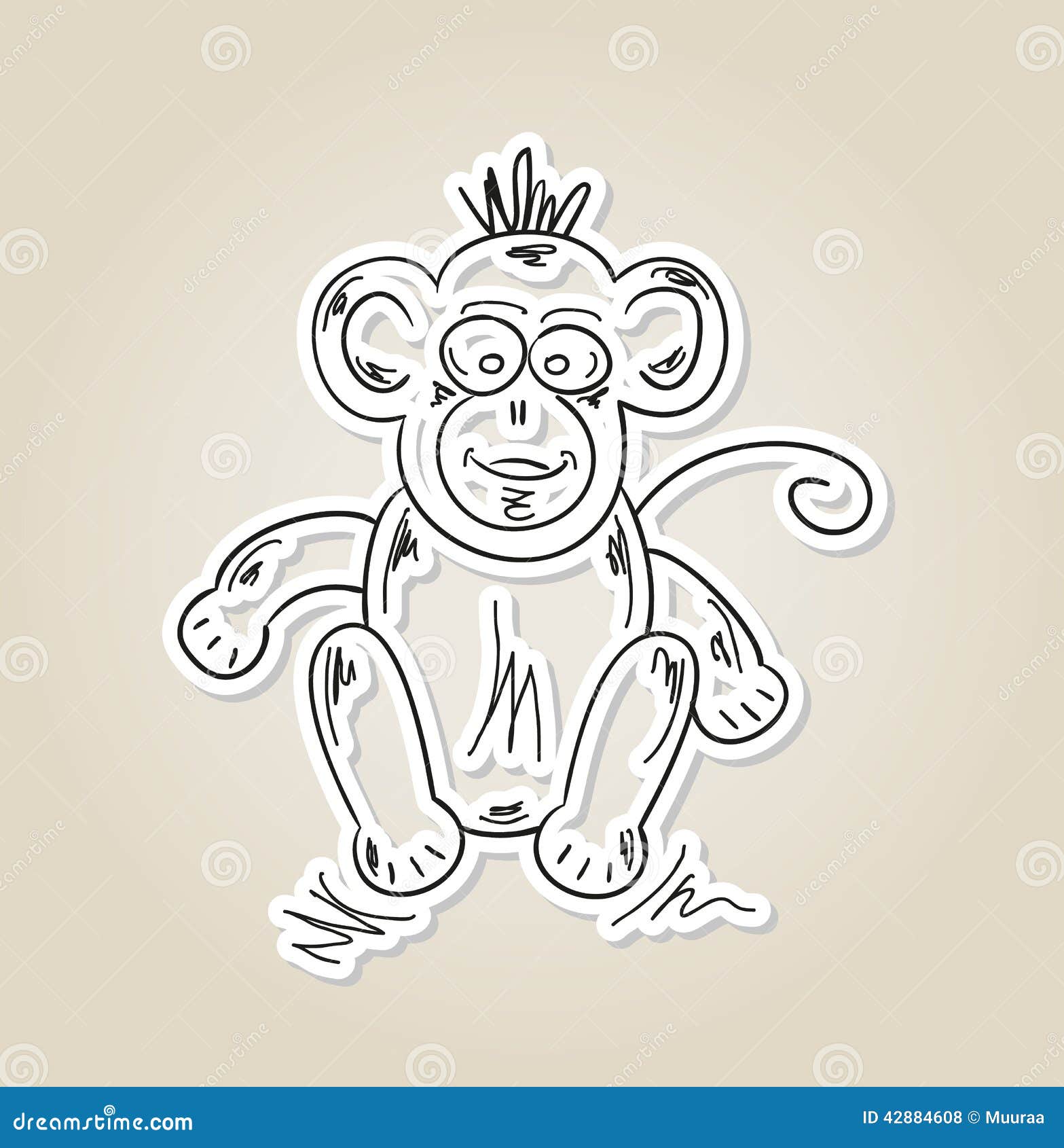 Macaco em estilo simples doodle no fundo branco