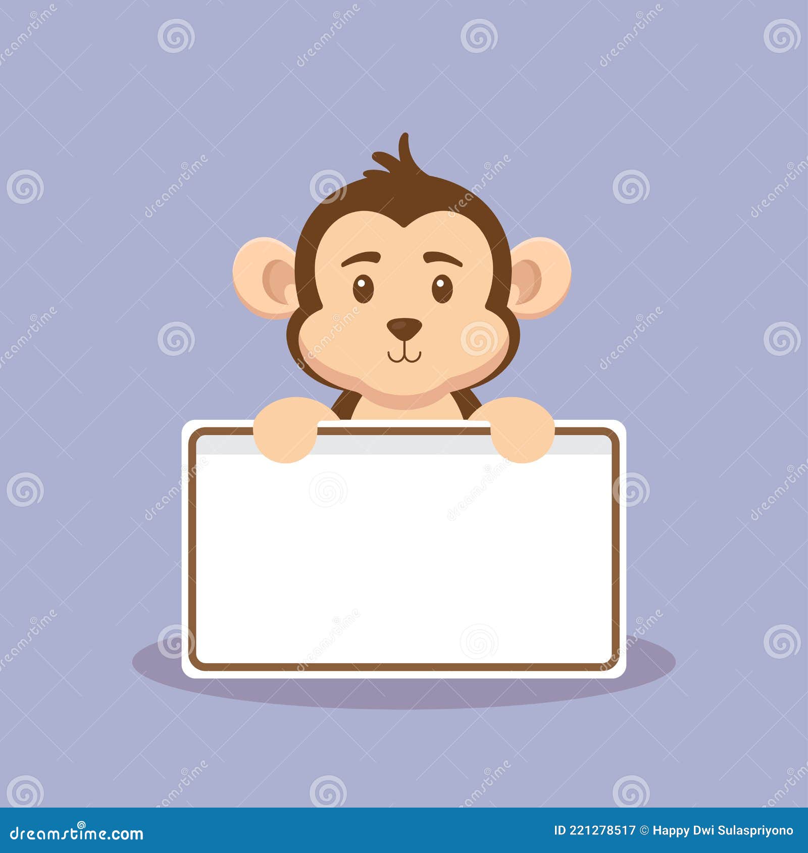 Conjunto de desenho de macaco segurando uma placa de texto. ilustração
