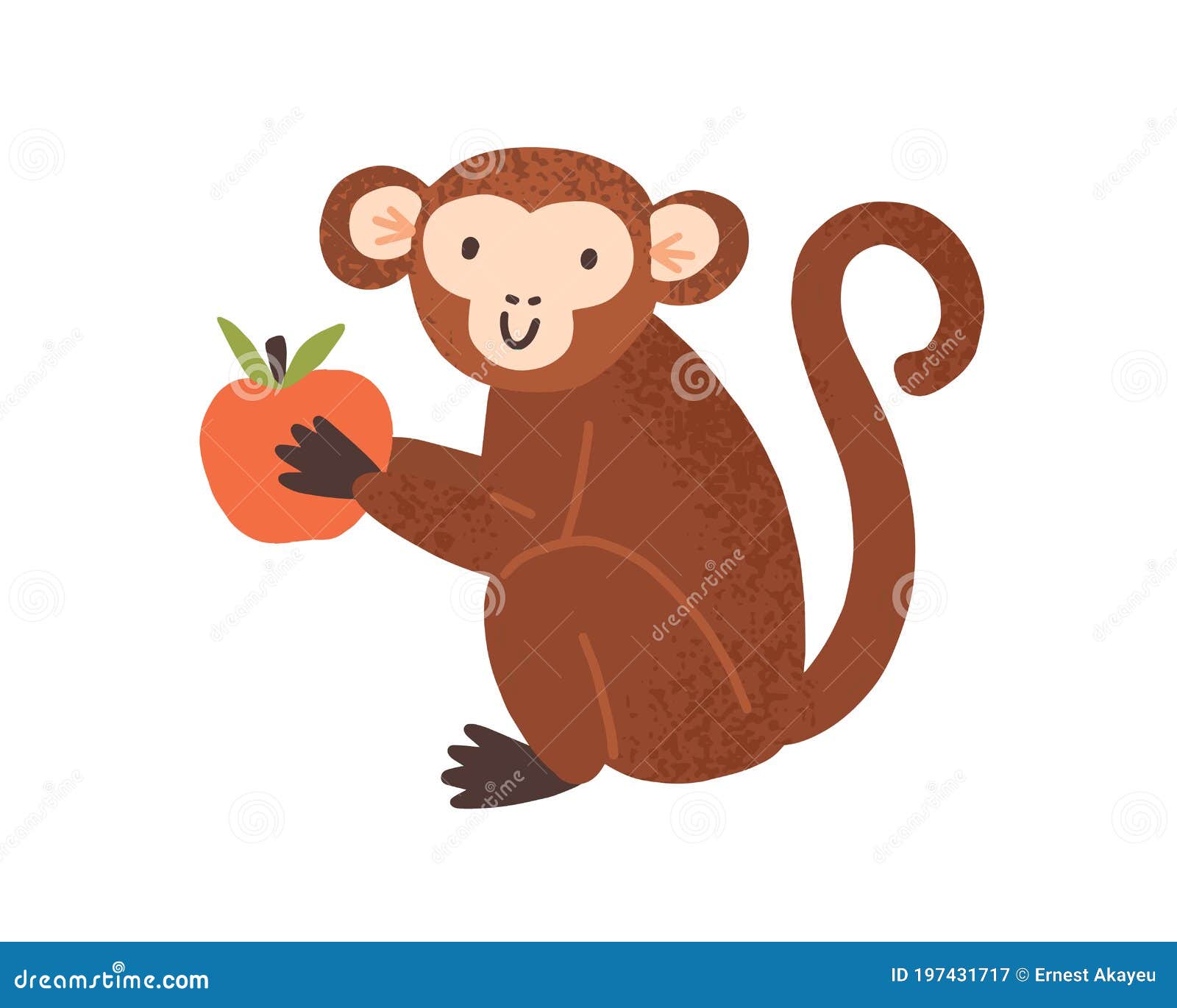 Macaco Bonito Personagem Desenho Animado Simples imagem vetorial