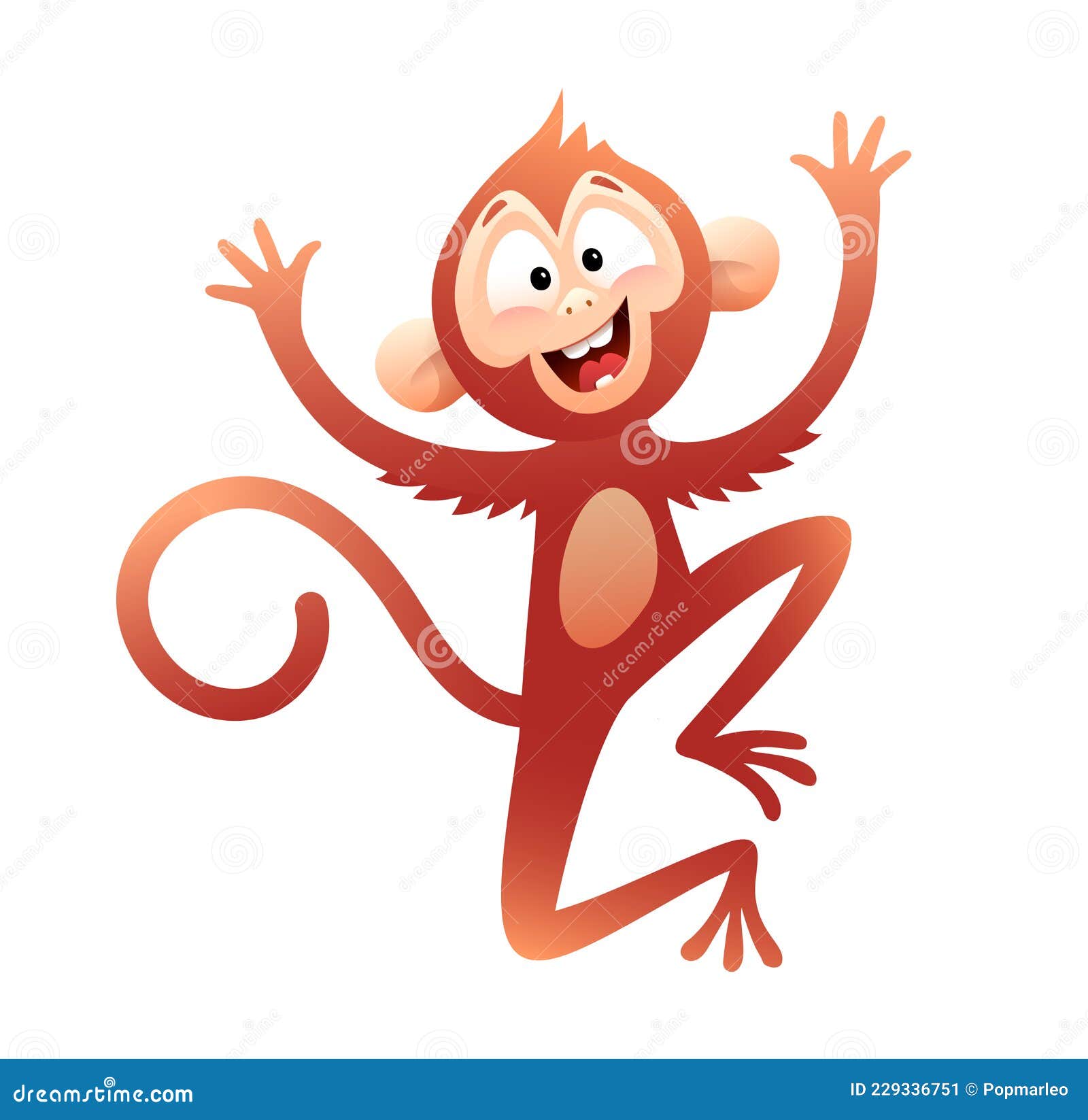 Macaco feliz desenhos animados desenhados à mão personagem fofo clipart  crianças ilustração desenho simples