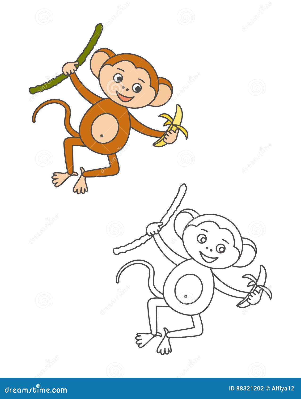 Macaco Do Livro Para Colorir, Disposição Das Crianças Para O Jogo  Ilustração do Vetor - Ilustração de selva, isolado: 63387899