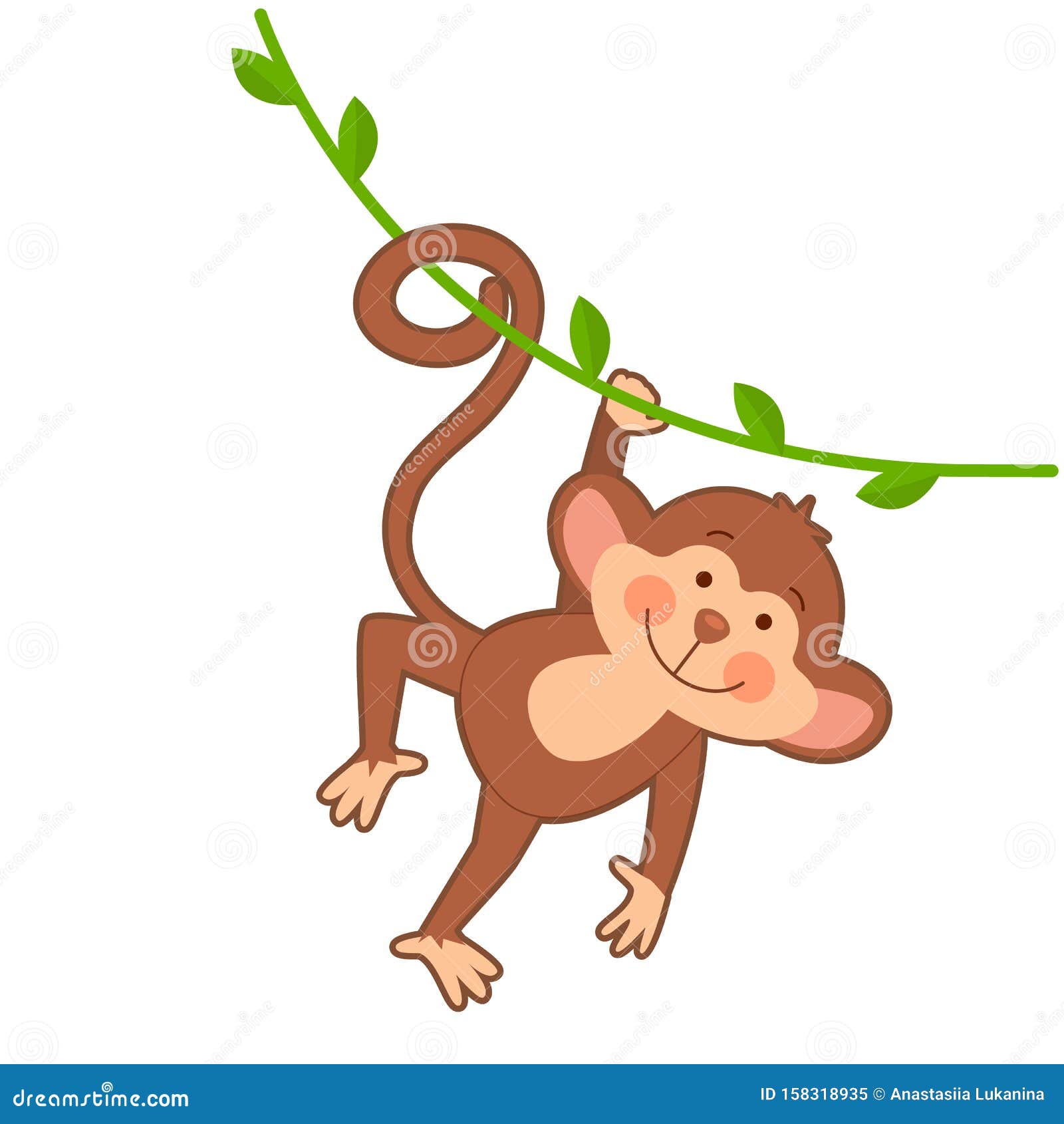 Macaco Bonito Dos Desenhos Animados Que Pendura Para Baixo De Uma  Ilustração Infantil Do Vetor Da Liana. Animal Engraçado Do Macaco Da Selva.  Royalty Free SVG, Cliparts, Vetores, e Ilustrações Stock. Image