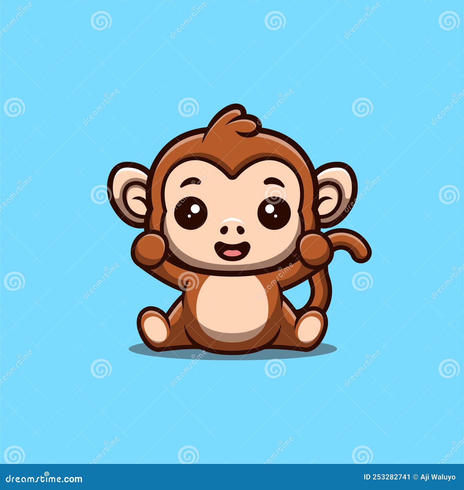 Ilustração do logotipo dos desenhos animados de mascote de macaco bonito