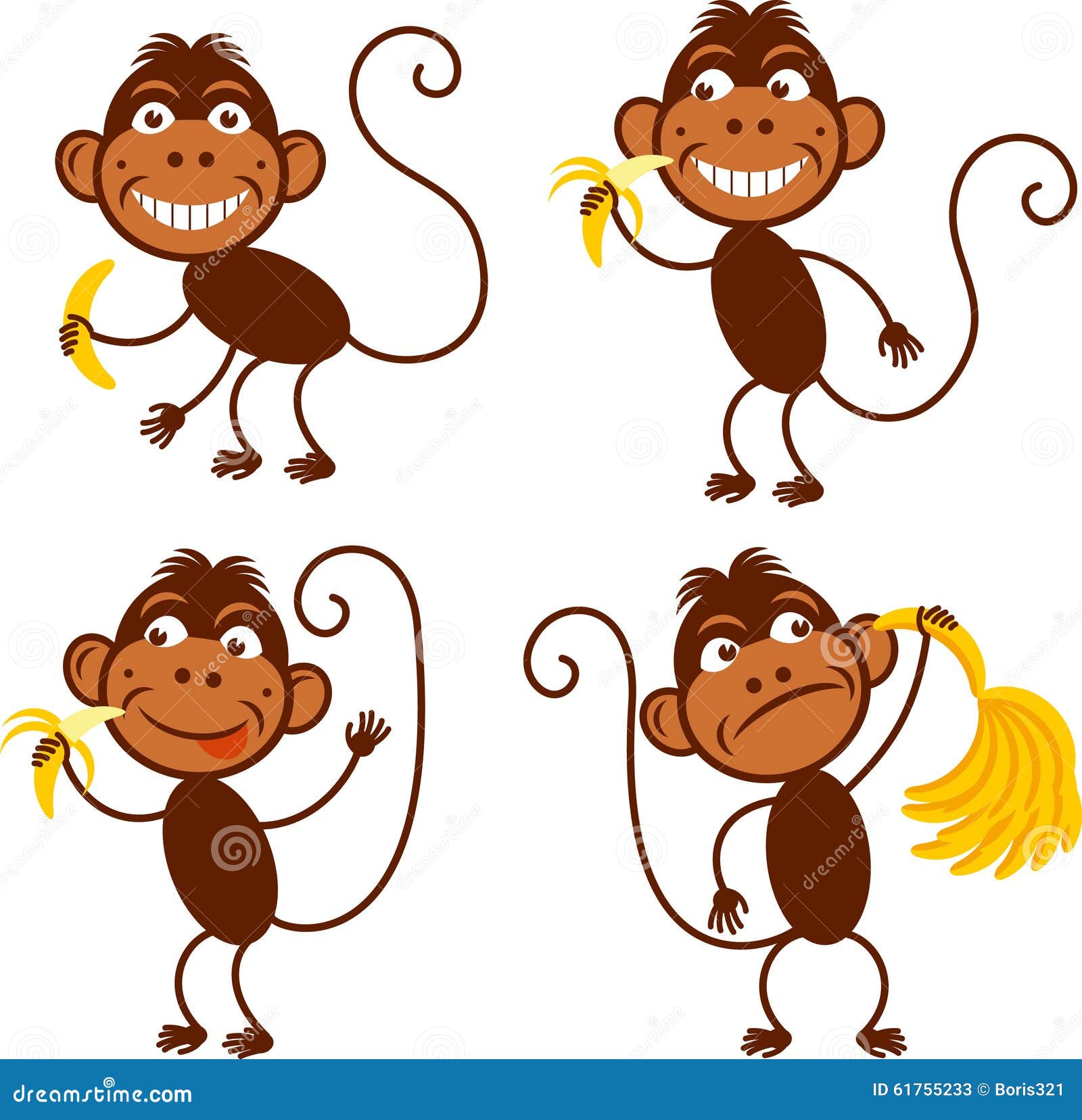 Conjunto De Quatro Macacos Fofos. 2016 Ano Novo Símbolo. Royalty Free SVG,  Cliparts, Vetores, e Ilustrações Stock. Image 47787718