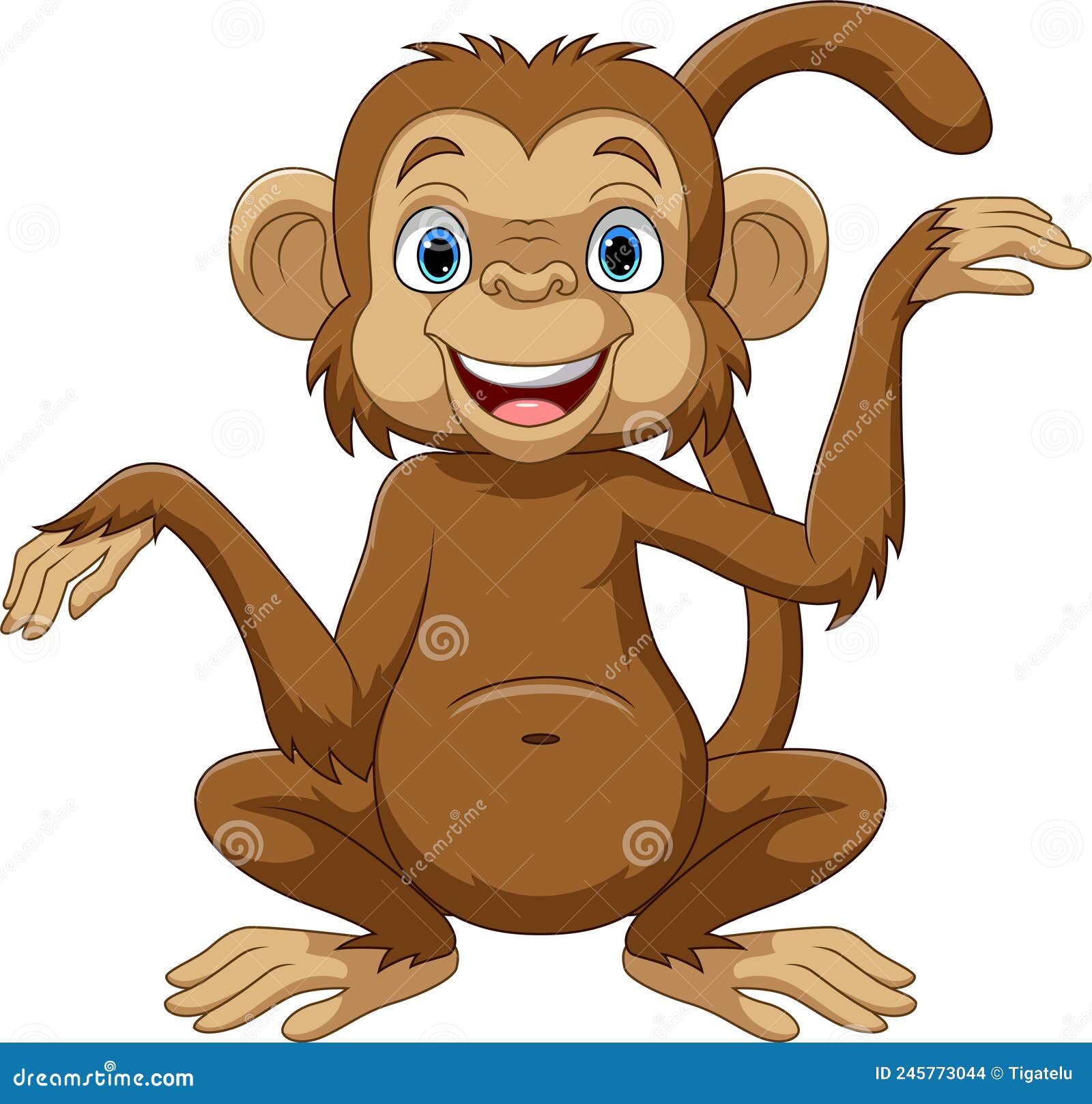 Bonito Bebê Macaco Desenho Animado Posando Royalty Free SVG