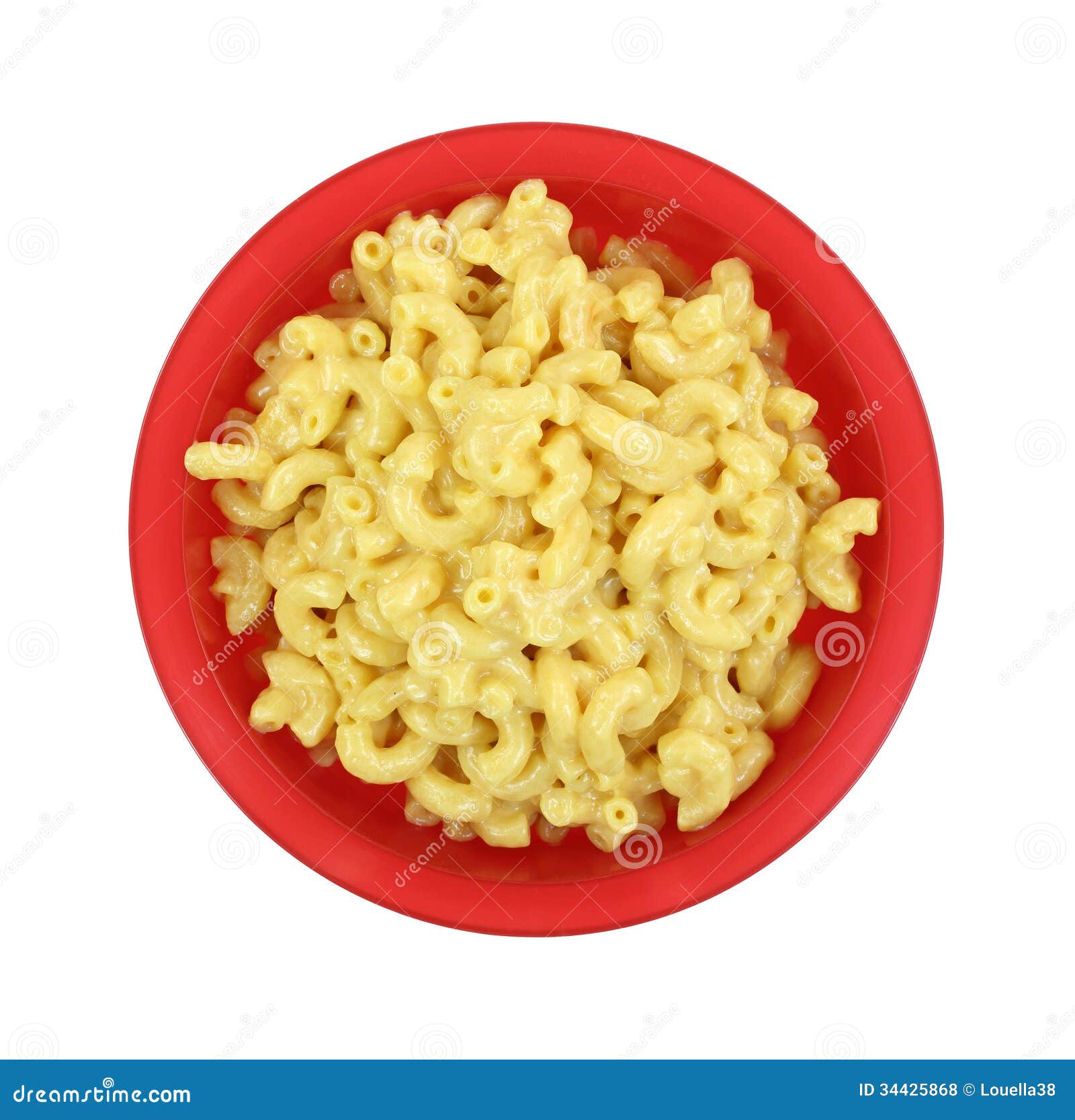Macaroni Cheese Red Bowl stock photo. Image of macaroni 34425868