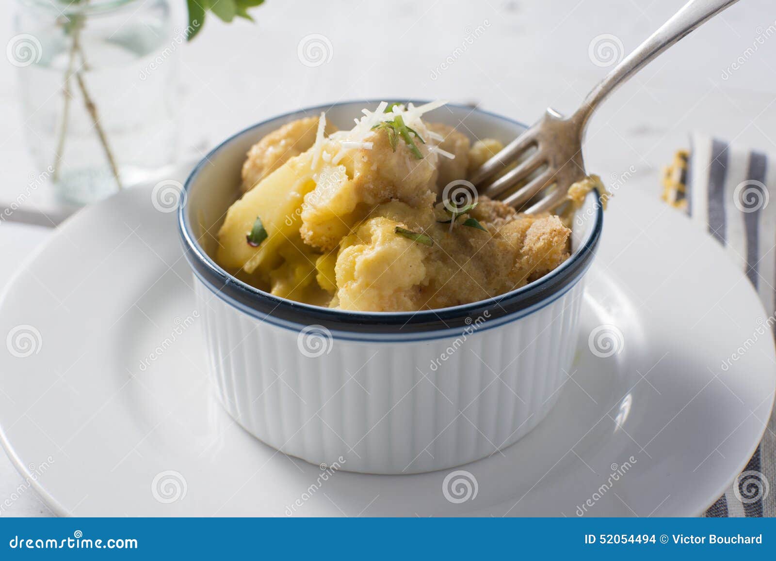 Macaroni and Cheese Type Baked Cauliflower Gratin Stock Photo Image