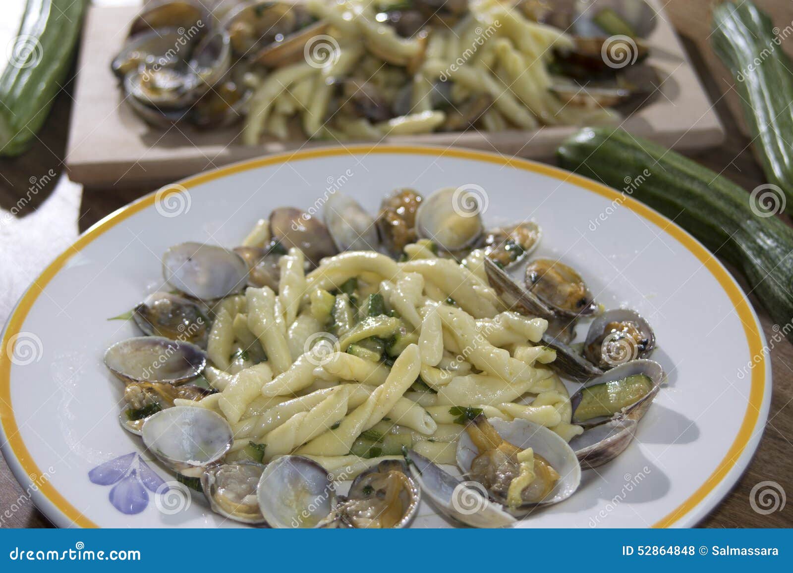 Macaroni Clams and Zucchini Stock Photo Image of garlic, seashell