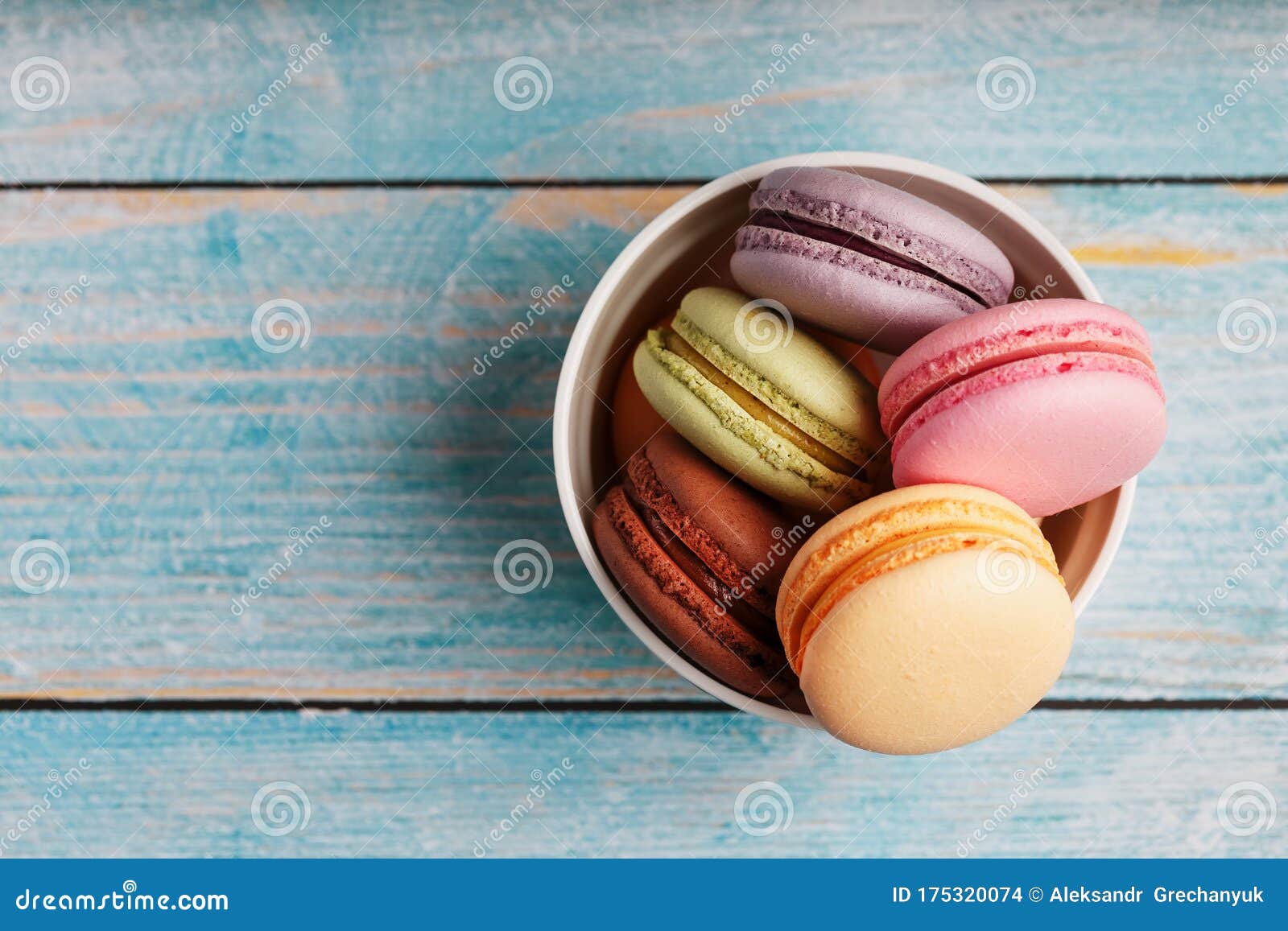 Macaroni Cookies are Placed in a White Plate on a Blue Wooden ...