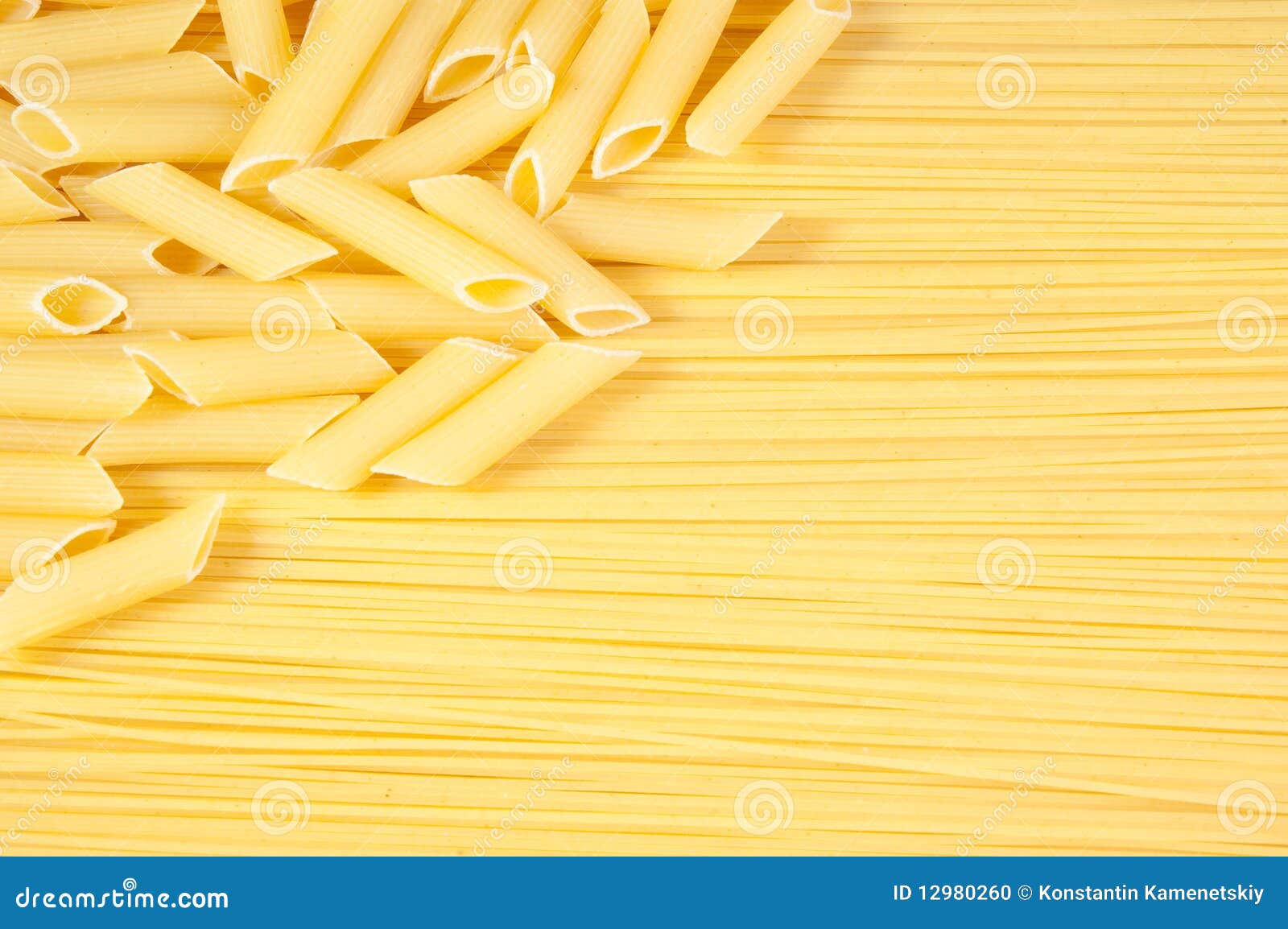 Macaroni On Long Spaghetti. Stock Photo Image 12980260
