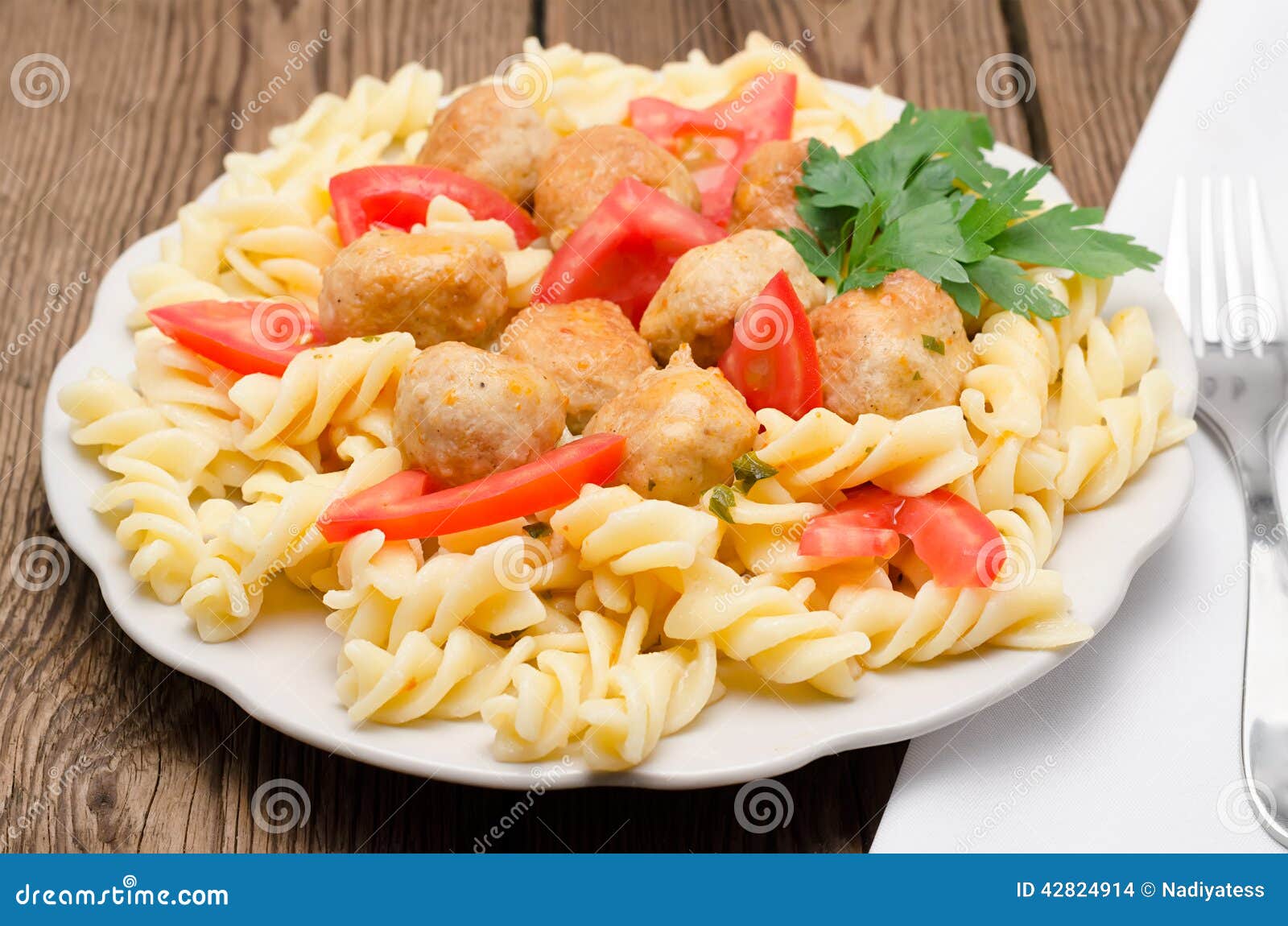 Macaroni with meatballs stock photo. Image of meal, cooking 42824914