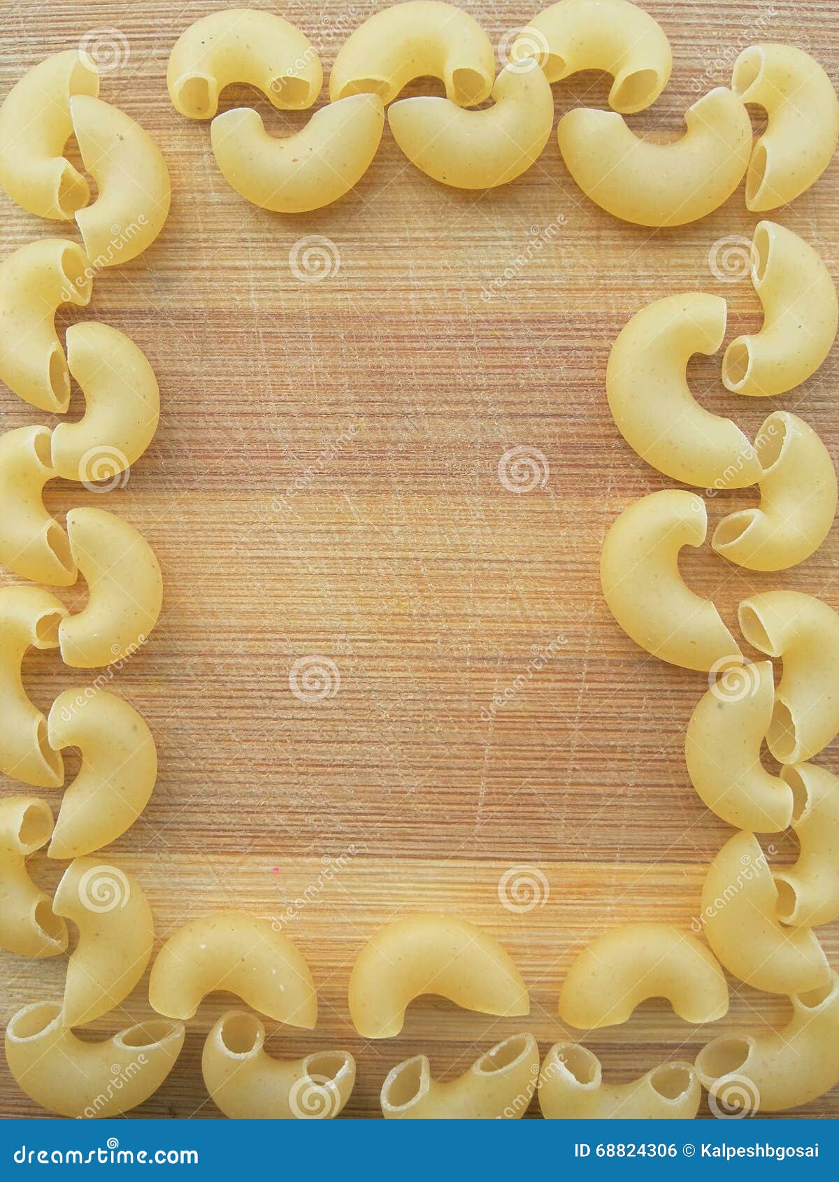 Macaroni Pasta Frame on Wooden Background Stock Photo Image of fresh, cooked 68824306