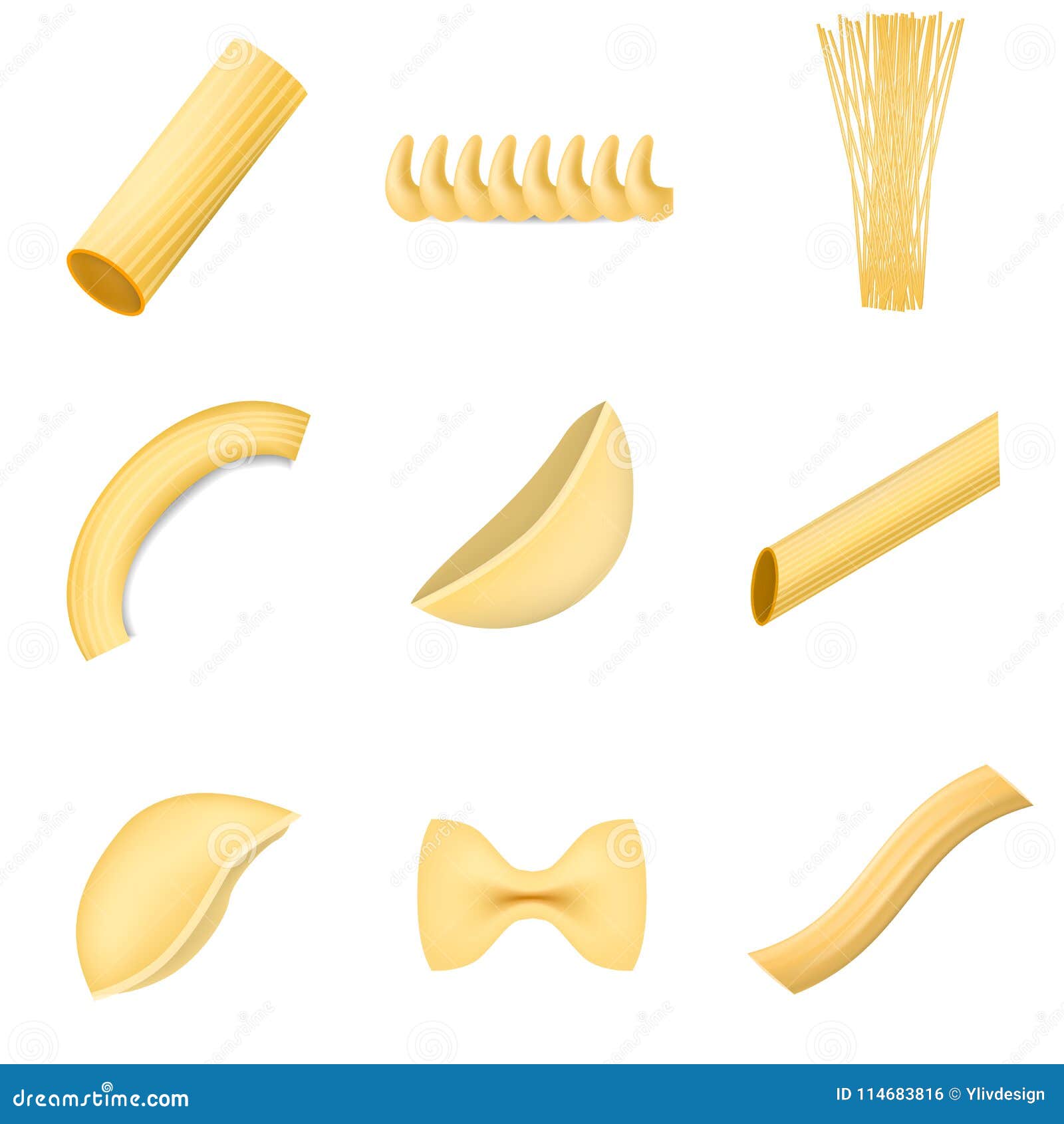 Download Macaroni Pasta Spaghetti Mockup Set Realistic Style Stock Vector Illustration Of Meal Menu 114683816