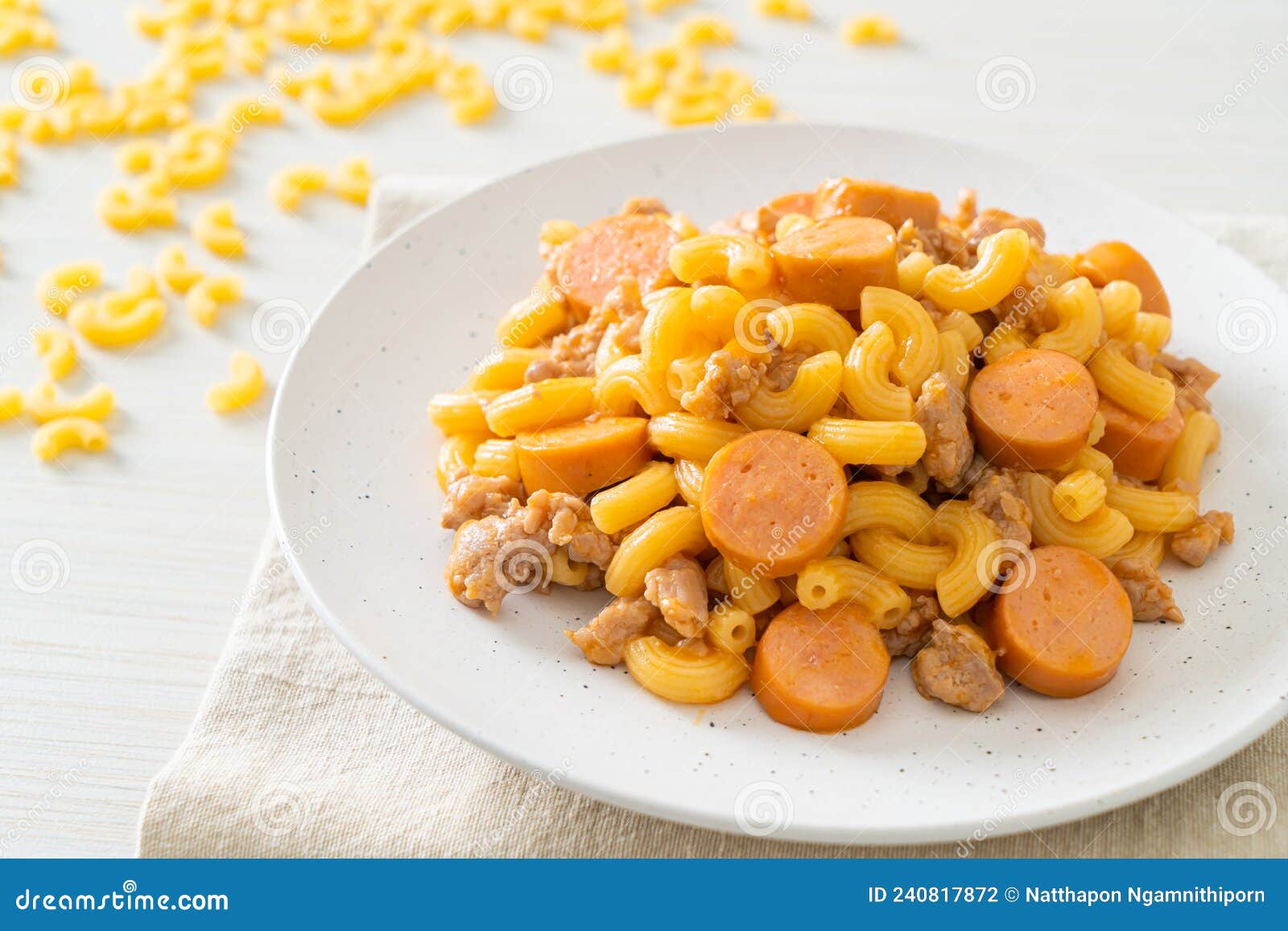 Macaroni Sausage and Minced Pork Stock Photo Image of food, macaroni