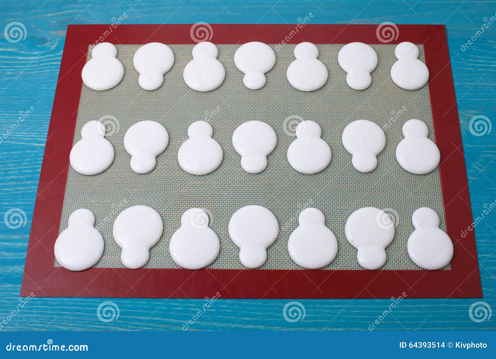 Macarons on a silicone mat stock photo. Image of color 64393514