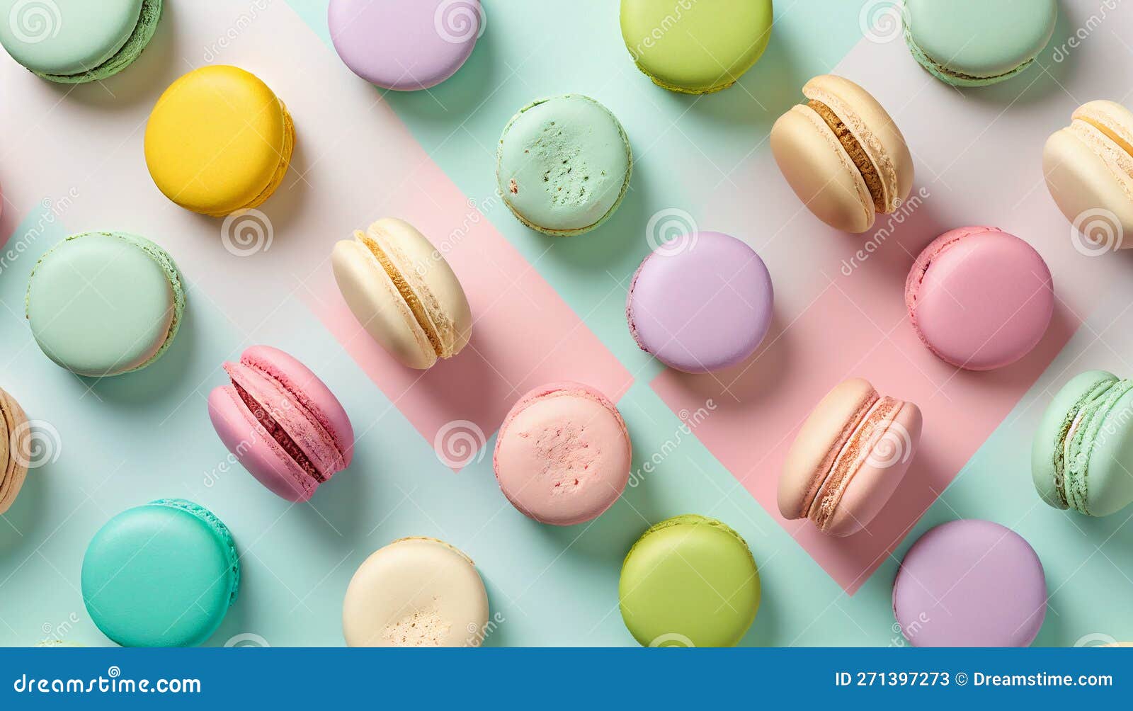 macaroons in pastel colors topp view