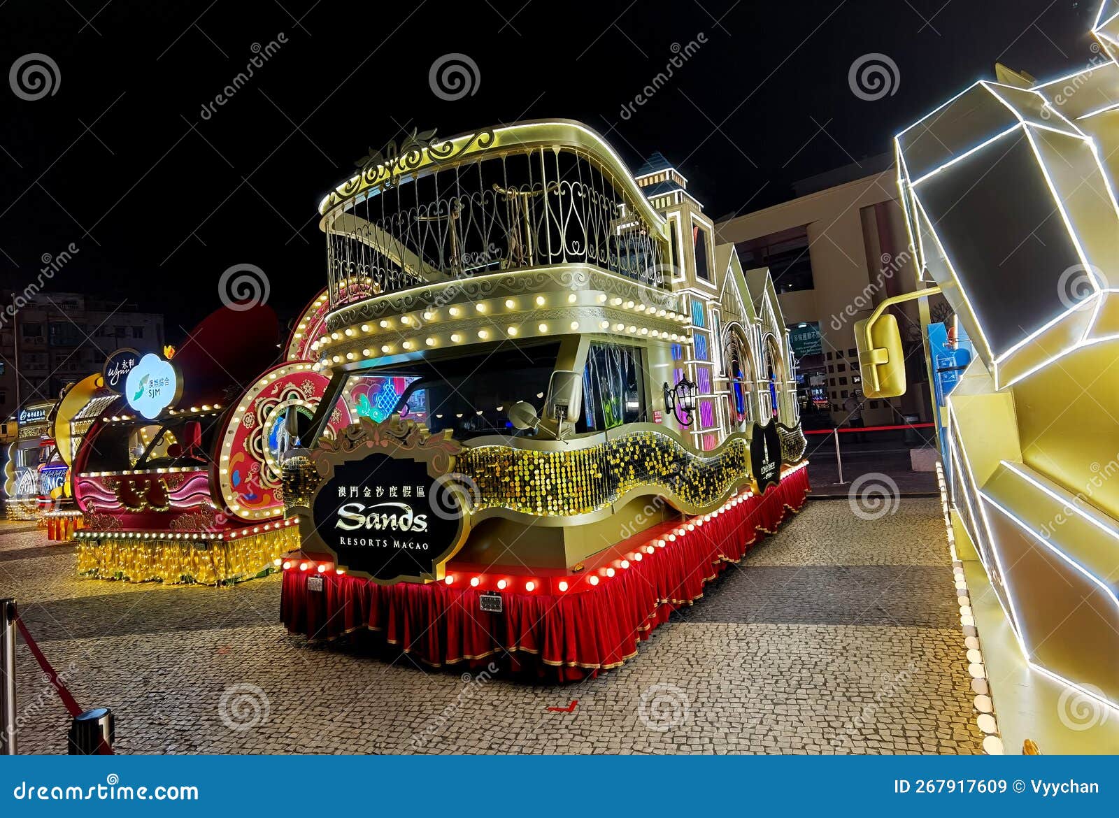 chinese new year parade float display and fireworks